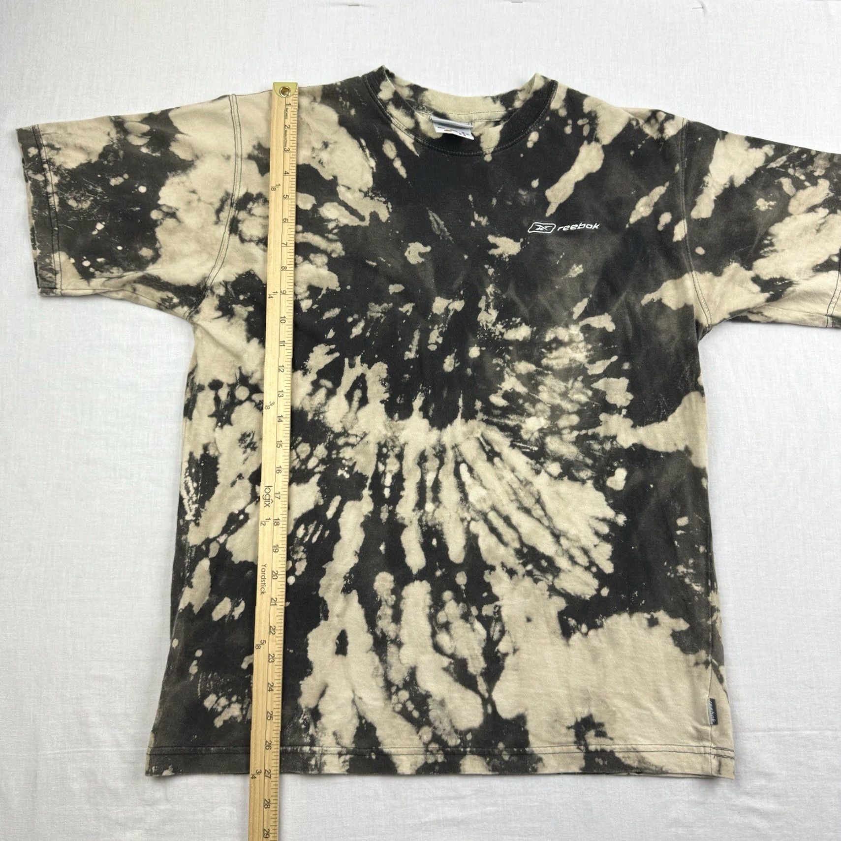 Reebok VINTAGE Reebok T Shirt Adult XL Black Bleach Dyed Logo Grunge Y2K Short Sleeve Crew Neck Mens XL Bleach Dye 90s Theme Size US XL / EU 56 / 4 - 6 Thumbnail