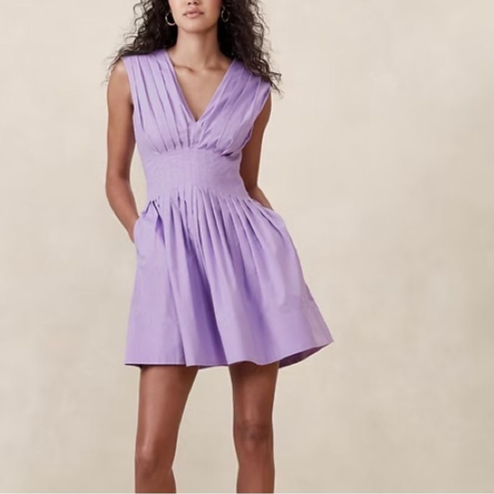 Banana Republic Banana Republic CiCi Pleated Poplin Mini Cocktail Dress 12 Size XL / US 12-14 / IT 48-50 - 1 Thumbnail