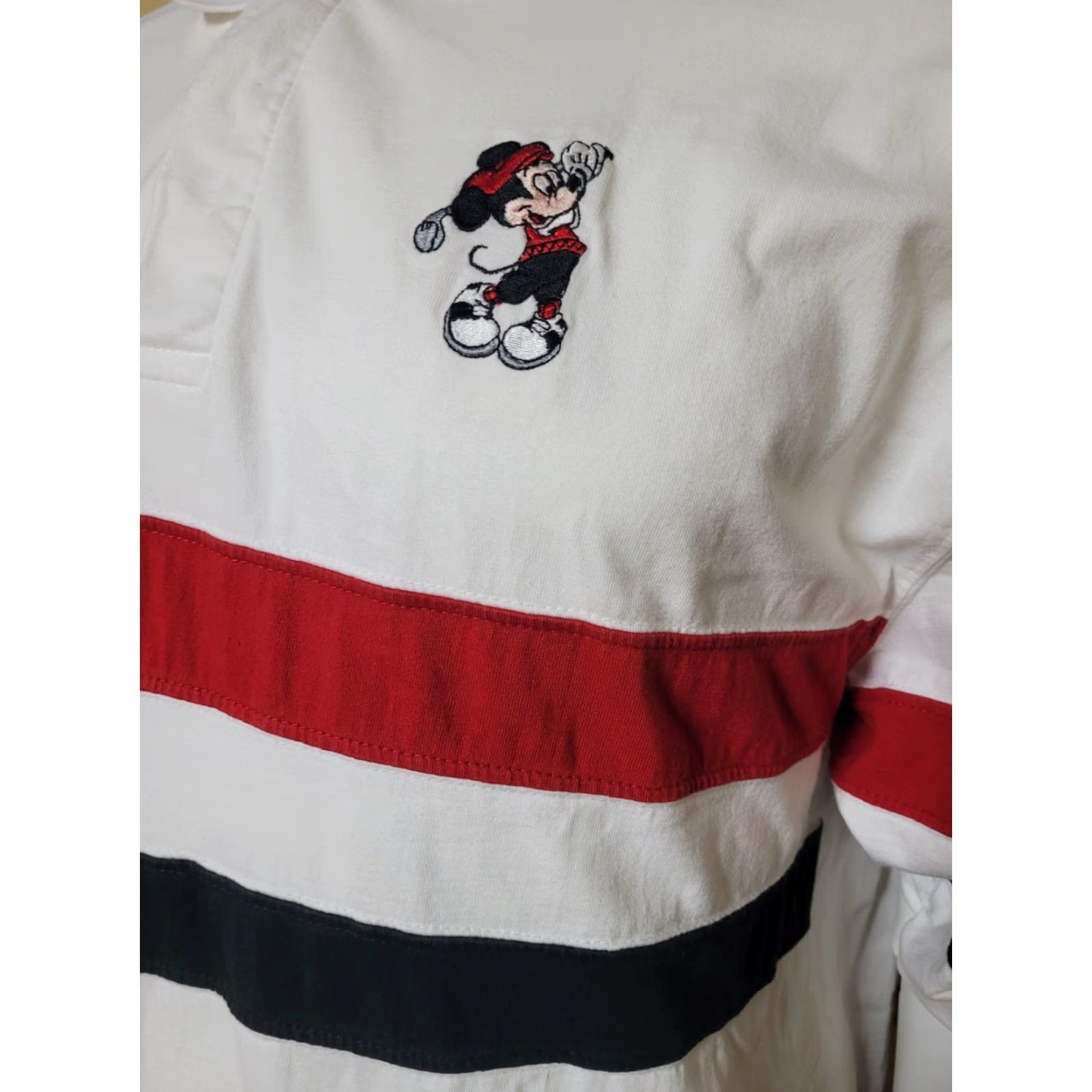 Disney VTG 00s Disney World Golf Polo Shirt XL White Disney Golf Polo Shirt Mens Reg 100% Cotton Short Sleeve Size US XL / EU 56 / 4 - 2 Thumbnail