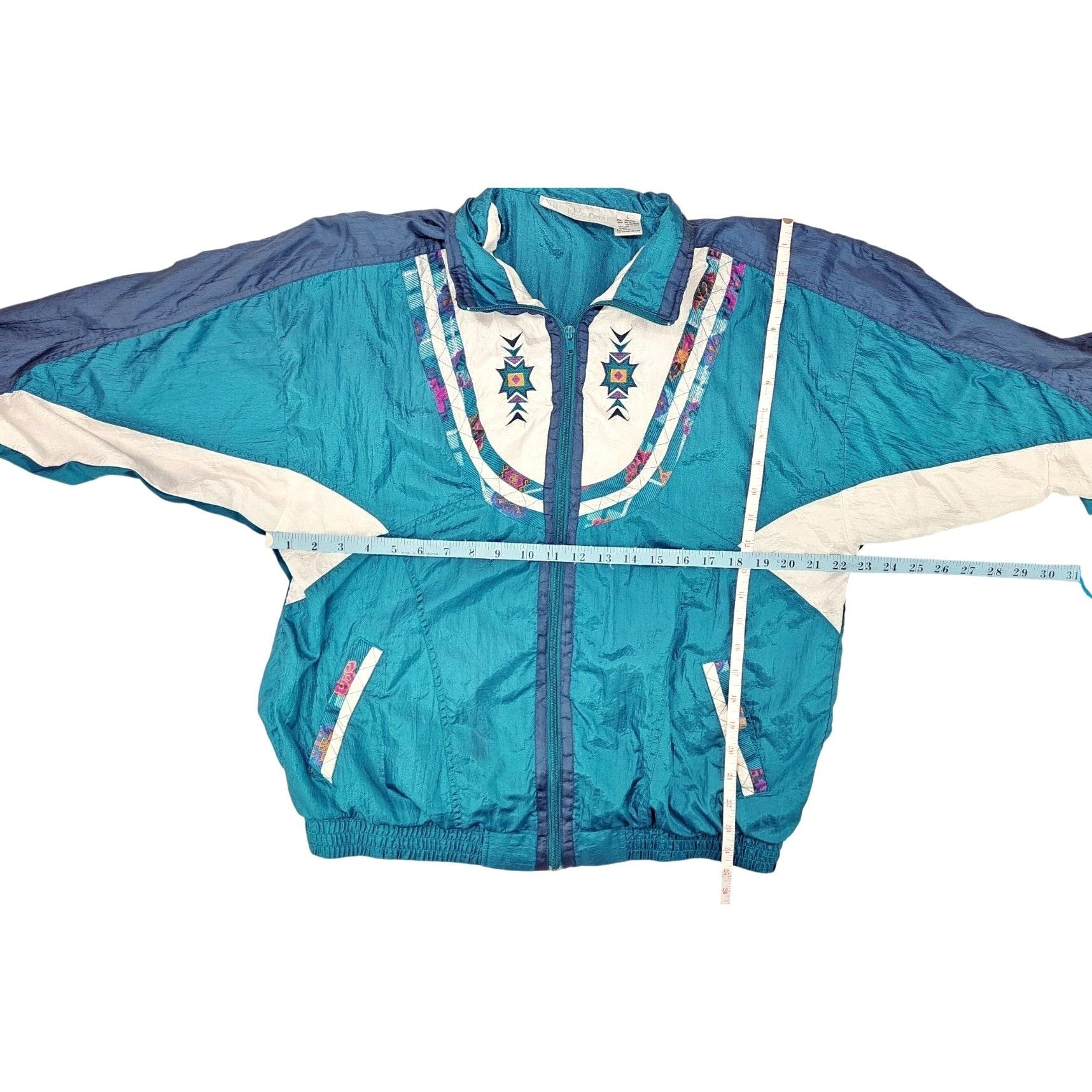 Wilson Vintage Wilson Windbreaker Jacket Women Large White Aztec Size L / US 10 / IT 46 - 6 Thumbnail