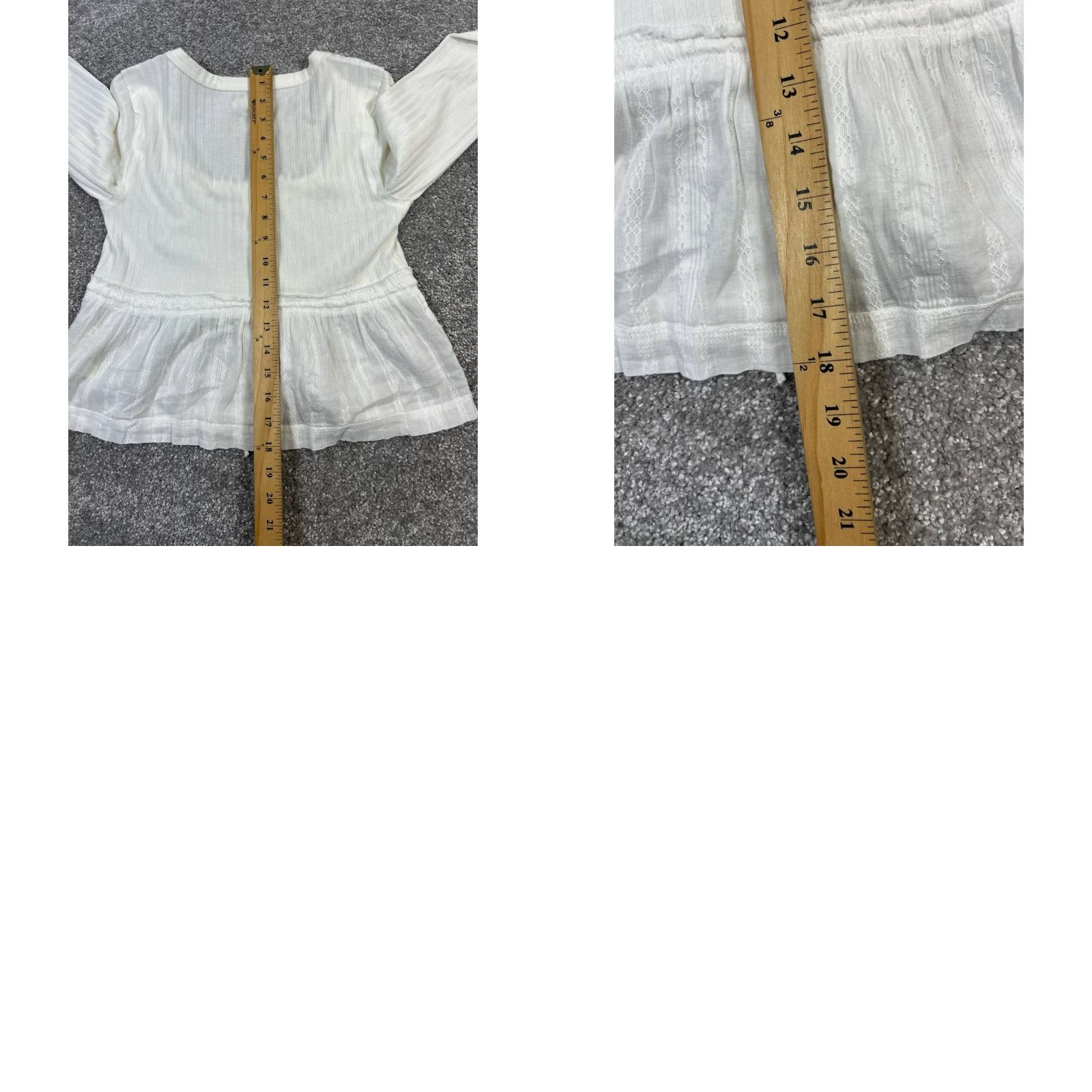 Vintage VINTAGE Pilcro Women’s Blouse XS White Cotton Casual Scoop Neck Long Sleeve Button Top Size XS / US 0-2 / IT 36-38 - 8 Thumbnail