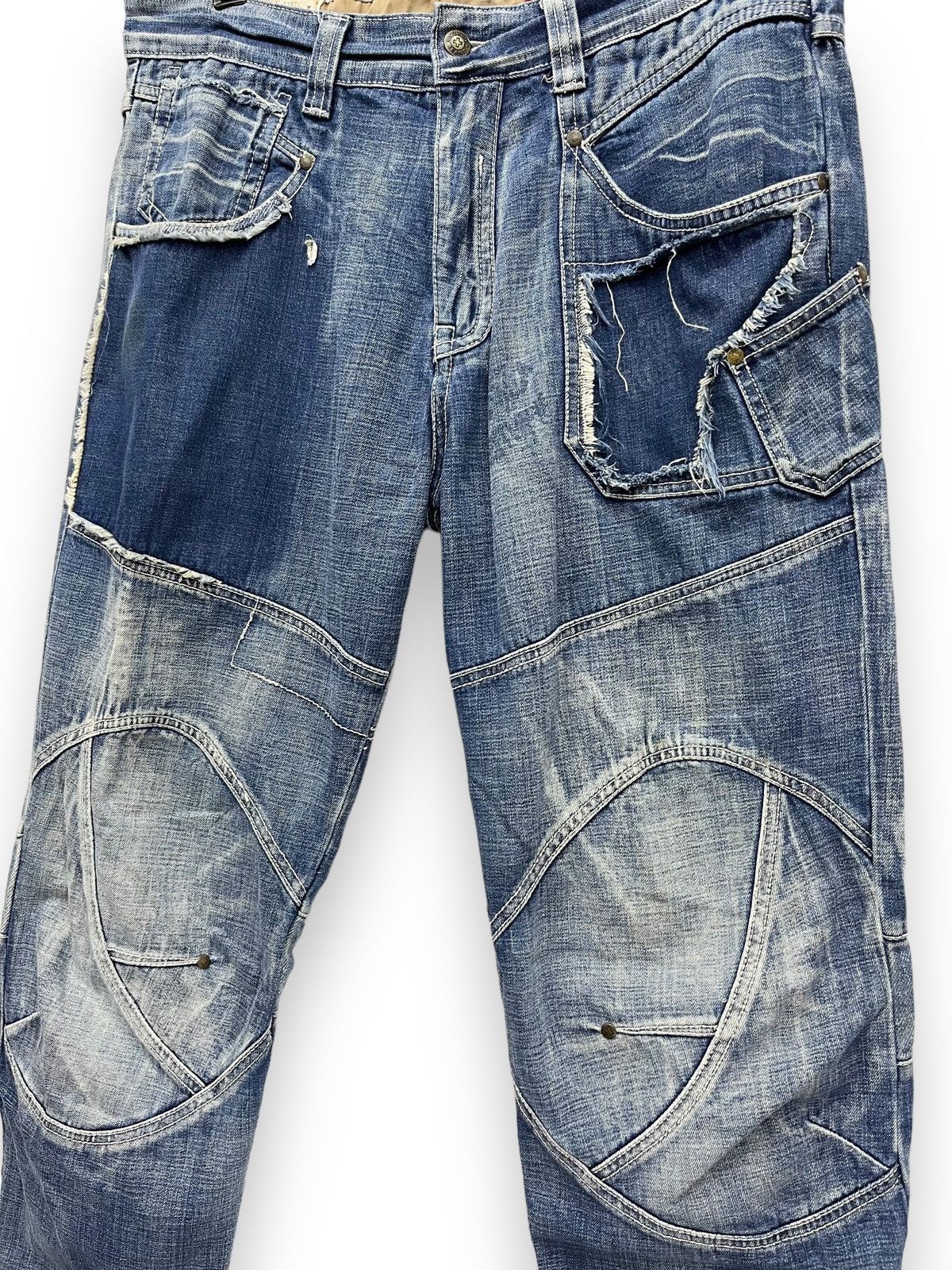 Jean FYE🔥TOUGH JEANSMITH Designer Distressed Bartack Denim Pants Size US 34 / EU 50 - 10 Thumbnail