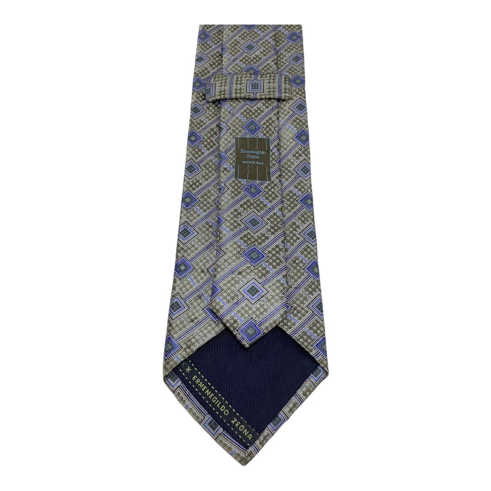Ermenegildo Zegna ERMENEGILDO ZEGNA Green Geometric Luxury Silk Tie Made In It Size ONE SIZE - 4 Thumbnail