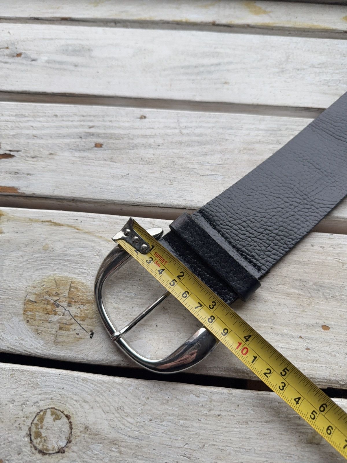 Japanese Brand Baguette Accessoires Navy Leather Belt 95cm Silver Buckle Size ONE SIZE - 17 Thumbnail