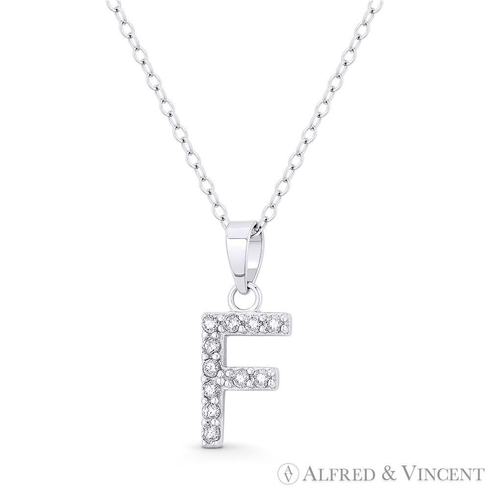 Other Initial "F" CZ Crystal Pendant w/ Cable Chain Necklace Size ONE SIZE - 1 Preview