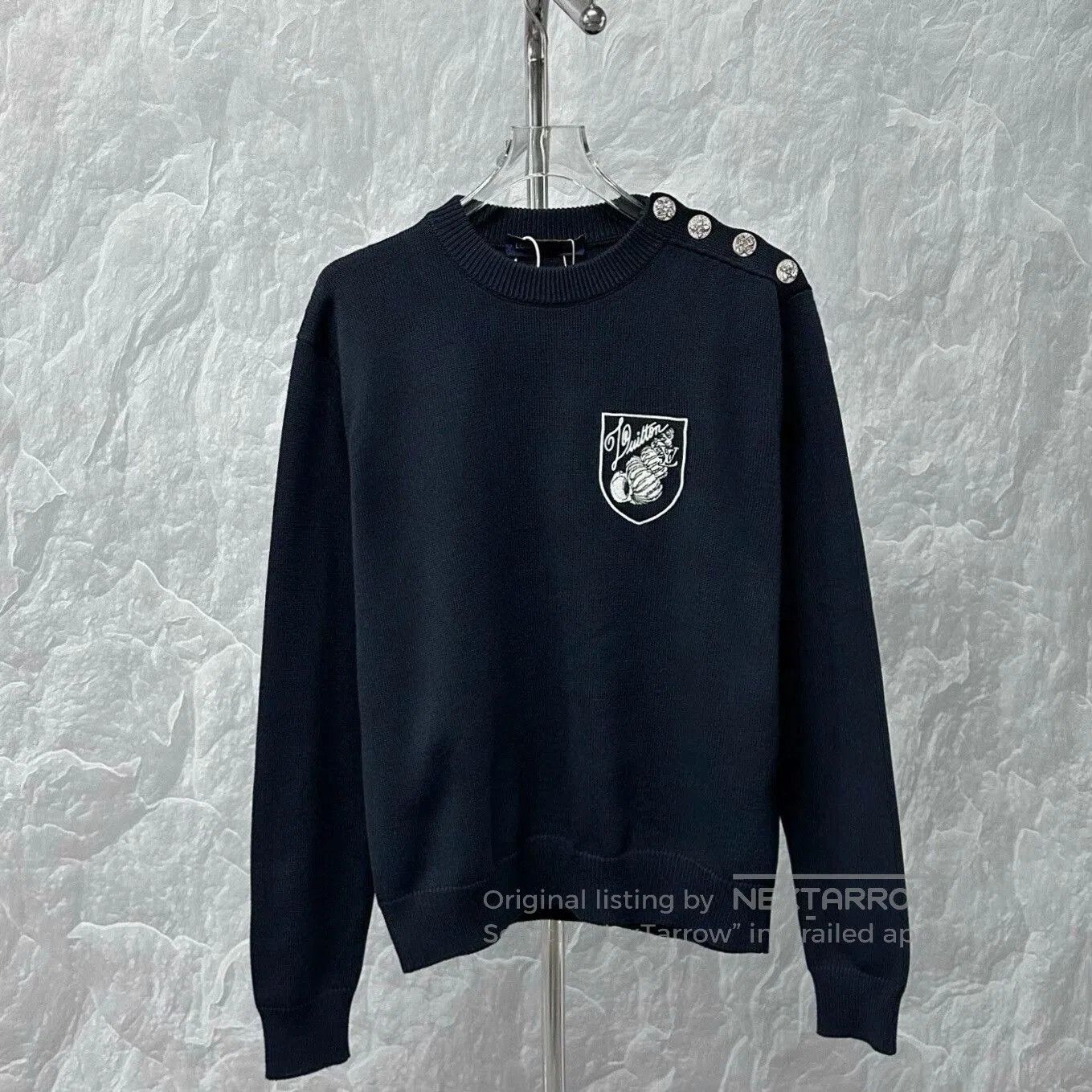 Louis Vuitton louis vuitton ss24 navy embroidered sweater. Size XXL / US 16-18 / IT 52-54 - 1 Thumbnail