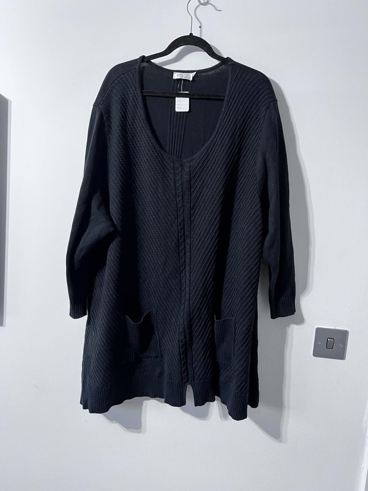 Joe Boxer Box2 Black Longline Ribbed Cardigan – UK 22 (Oversized Fit) Size XXL / US 16-18 / IT 52-54 - 2 Thumbnail