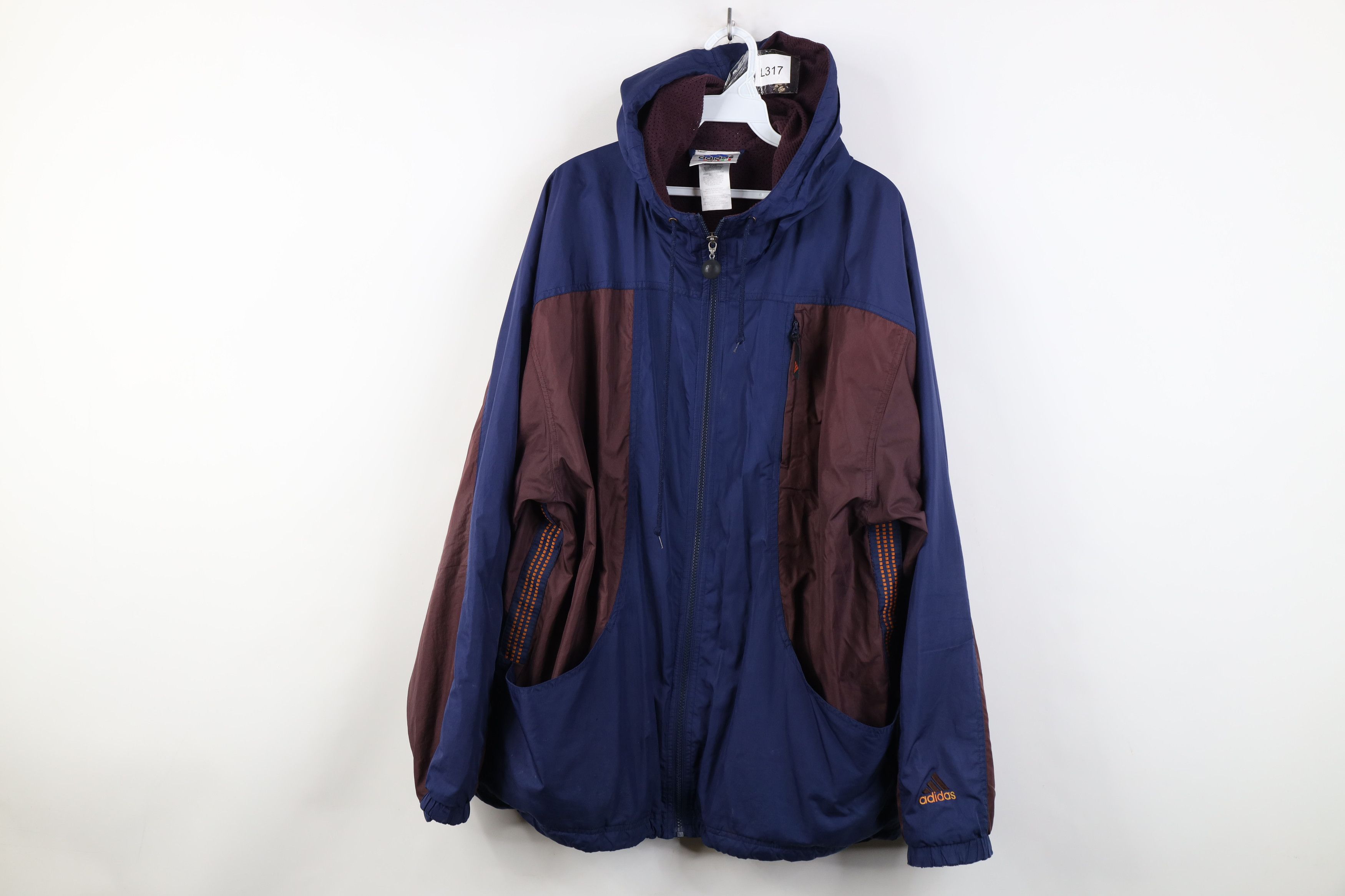 Vintage 90s Adidas Spell Out Hooded Windbreaker Jacket