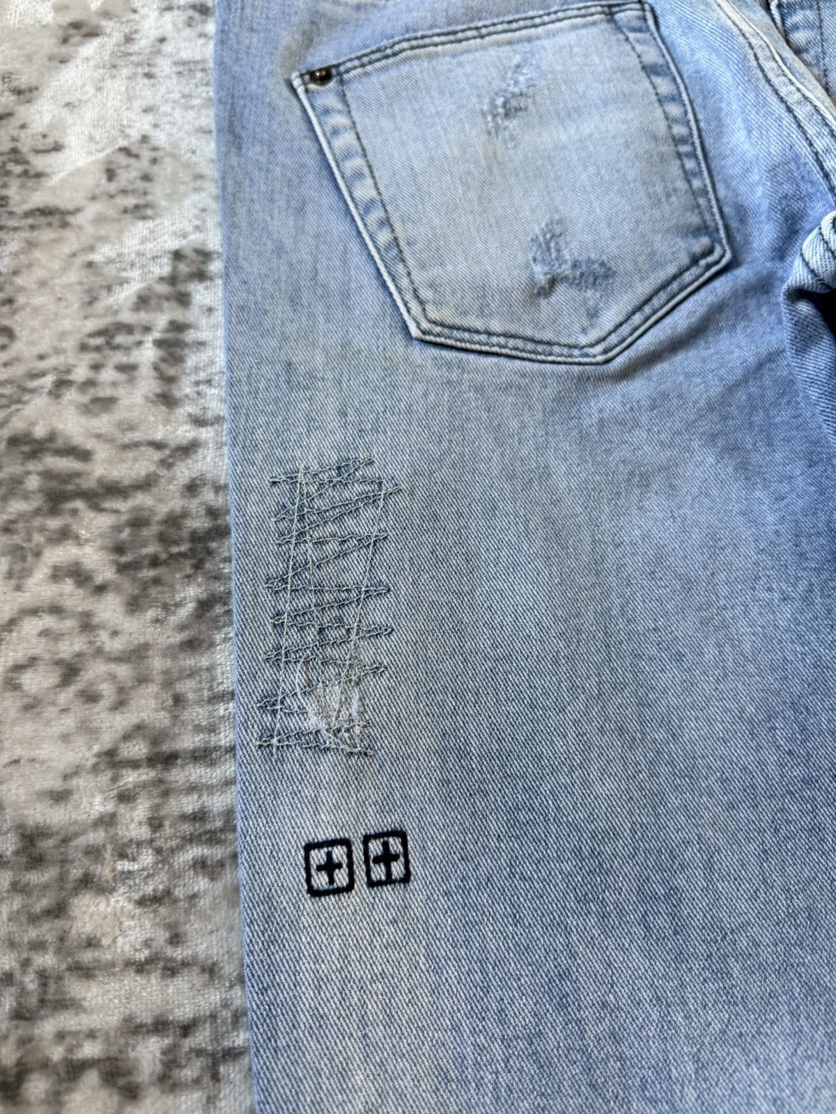 Ksubi Ksubi Studded Phython Snake Repaired Distressed Skinny Jeans Size US 30 / EU 46 - 14 Thumbnail
