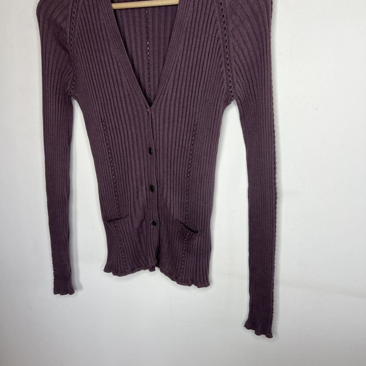 Hermes Hermes Cashmere Sweater Cardigan Ribbed Purple Size S / US 4 / IT 40 - 2 Thumbnail
