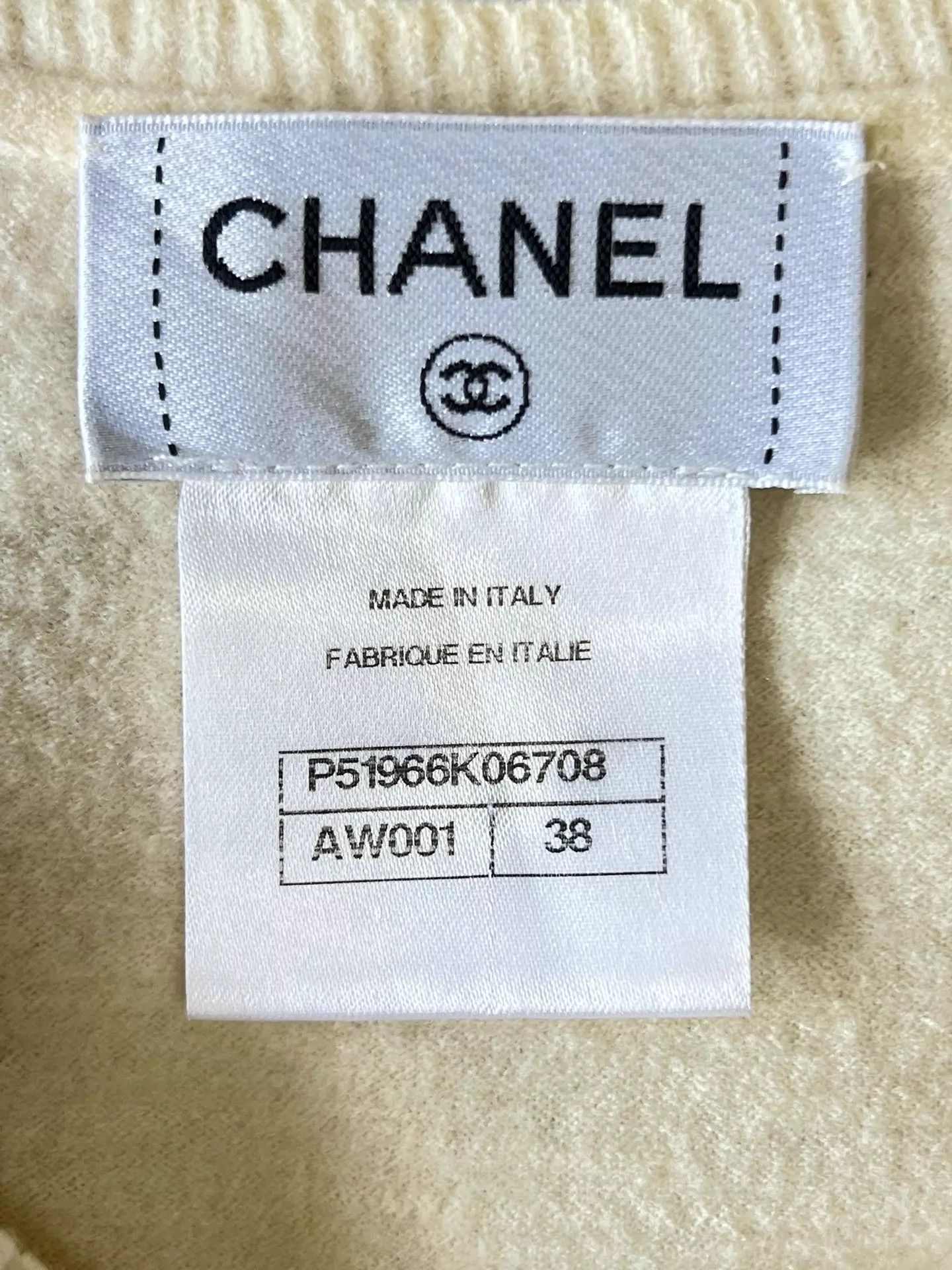 Chanel Chanel Knit Dress Ivory 38 Long Sleeve Waist-Cinched Cuff Logo Size S / US 4 / IT 40 - 5 Thumbnail