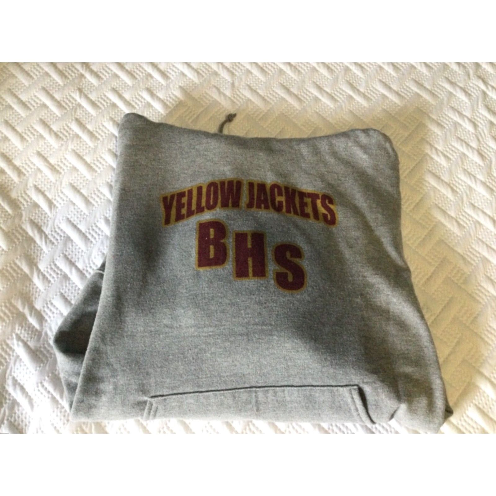 Jerzees VINTAGE JERZEES Hoodie Mens Medium Gray Fleece Pullover Heavyweight BHS Yellow Jackets Size US M / EU 48-50 / 2 - 6 Thumbnail