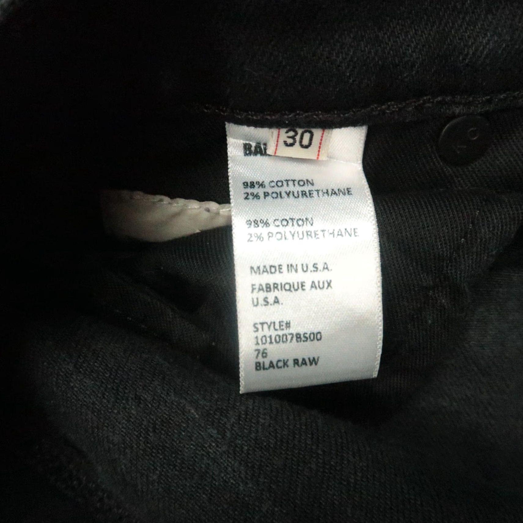 Vintage BALDWIN Jeans Men 30x32 Black Raw Slim Selvedge Straight 5 Pocket 10-Character Version? Size US 30 / EU 46 - 6 Thumbnail