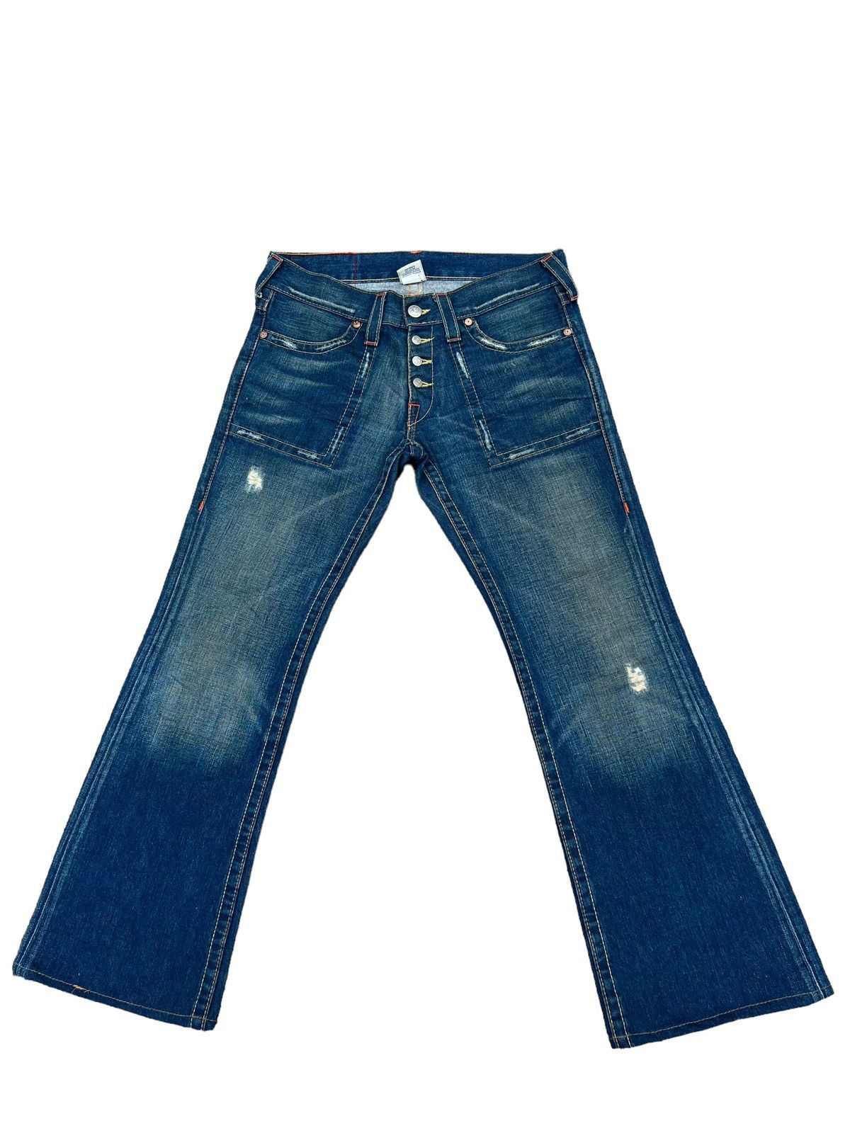 True Religion VTG Y2K 00s True Religion Big Rig Mud Denim Bootcut Jeans Size US 31 - 1 Thumbnail