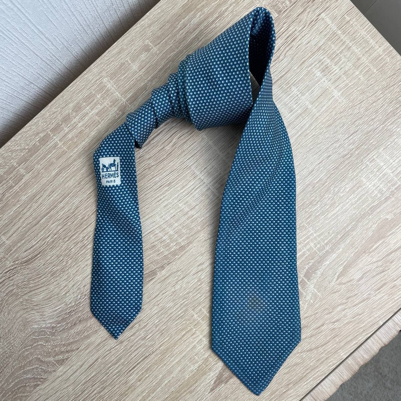 Hermes Hermes Paris Silk Tie 751 UA Geometry Blue Size ONE SIZE - 3 Thumbnail