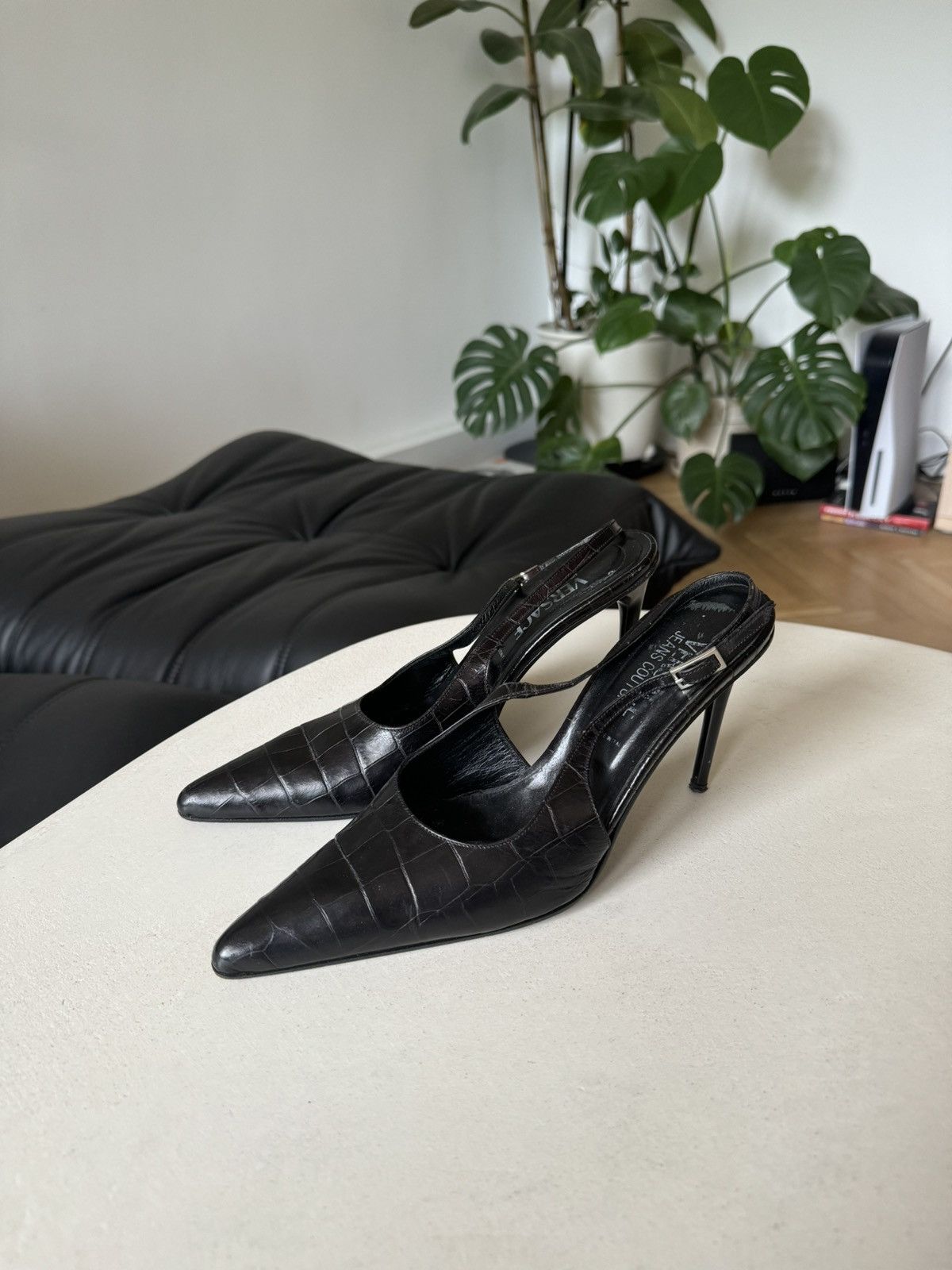 Versace Versace Jeans Couture Heels Black Leather Designer Luxury Size US 8 / IT 38 - 3 Thumbnail