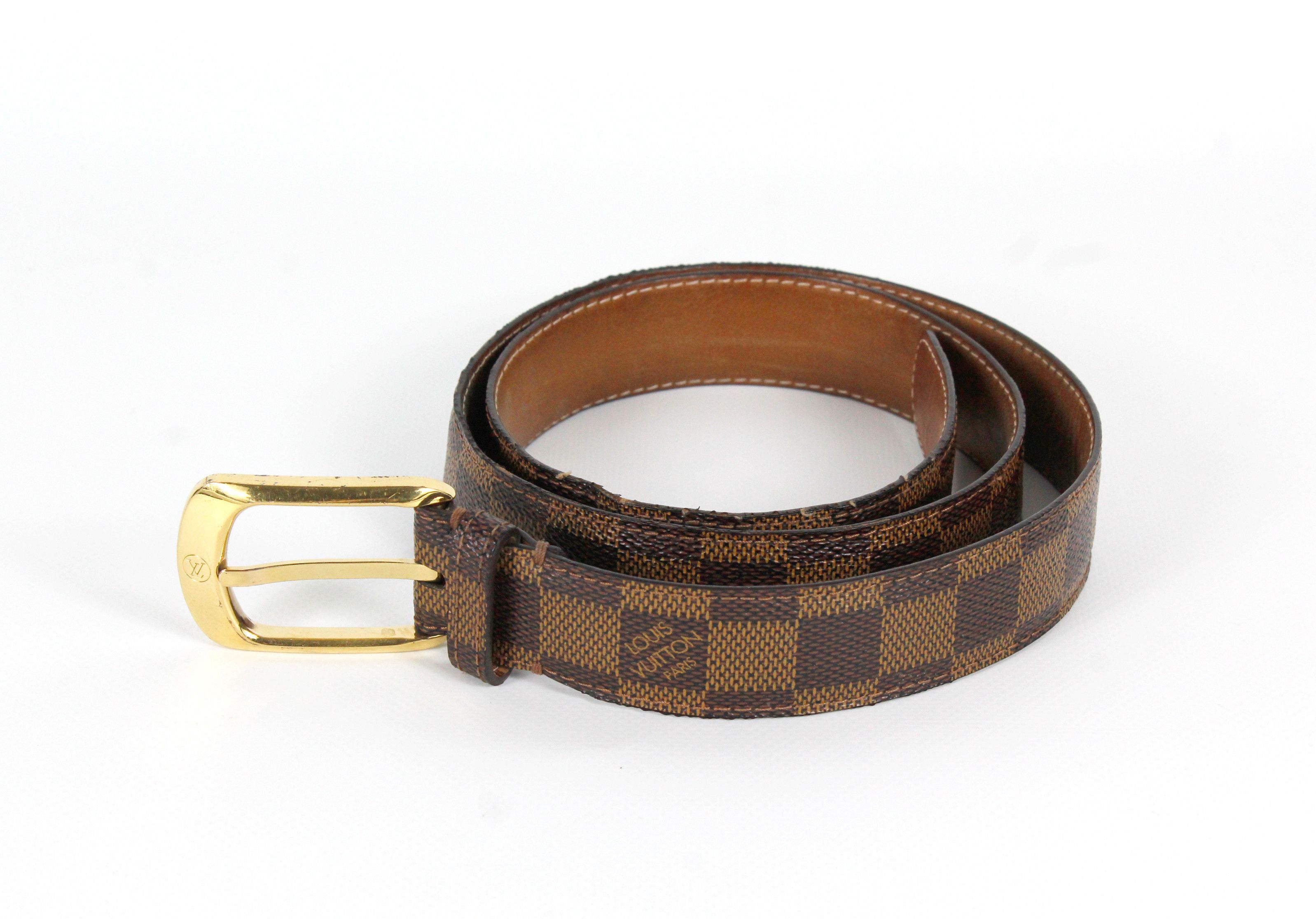 Louis Vuitton Louis Vuitton Damier Ebene Logo Monogram Leather Belt Size ONE SIZE - 3 Thumbnail