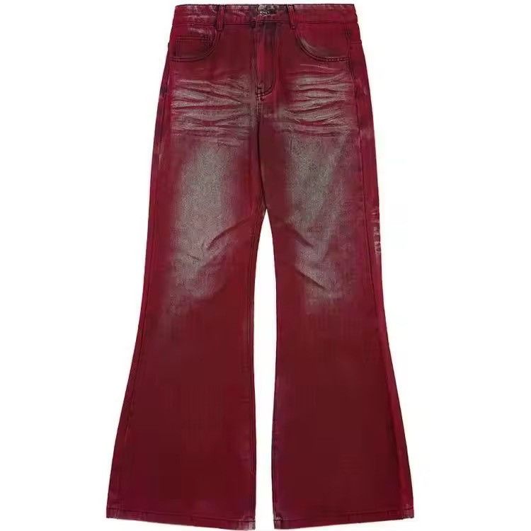 Other Red acid wash flare jeans Size US 32 / EU 48 - 3 Thumbnail