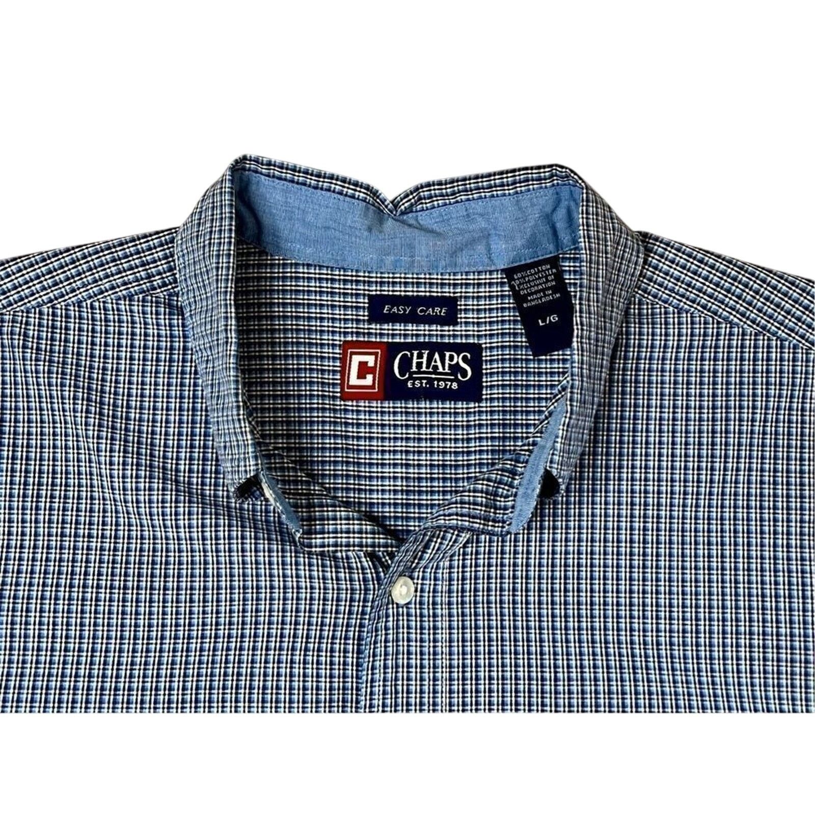 Chaps Chaps Blue Gingham Poplin Button Down Shirt LARGE Business Size US L / EU 52-54 / 3 - 2 Thumbnail