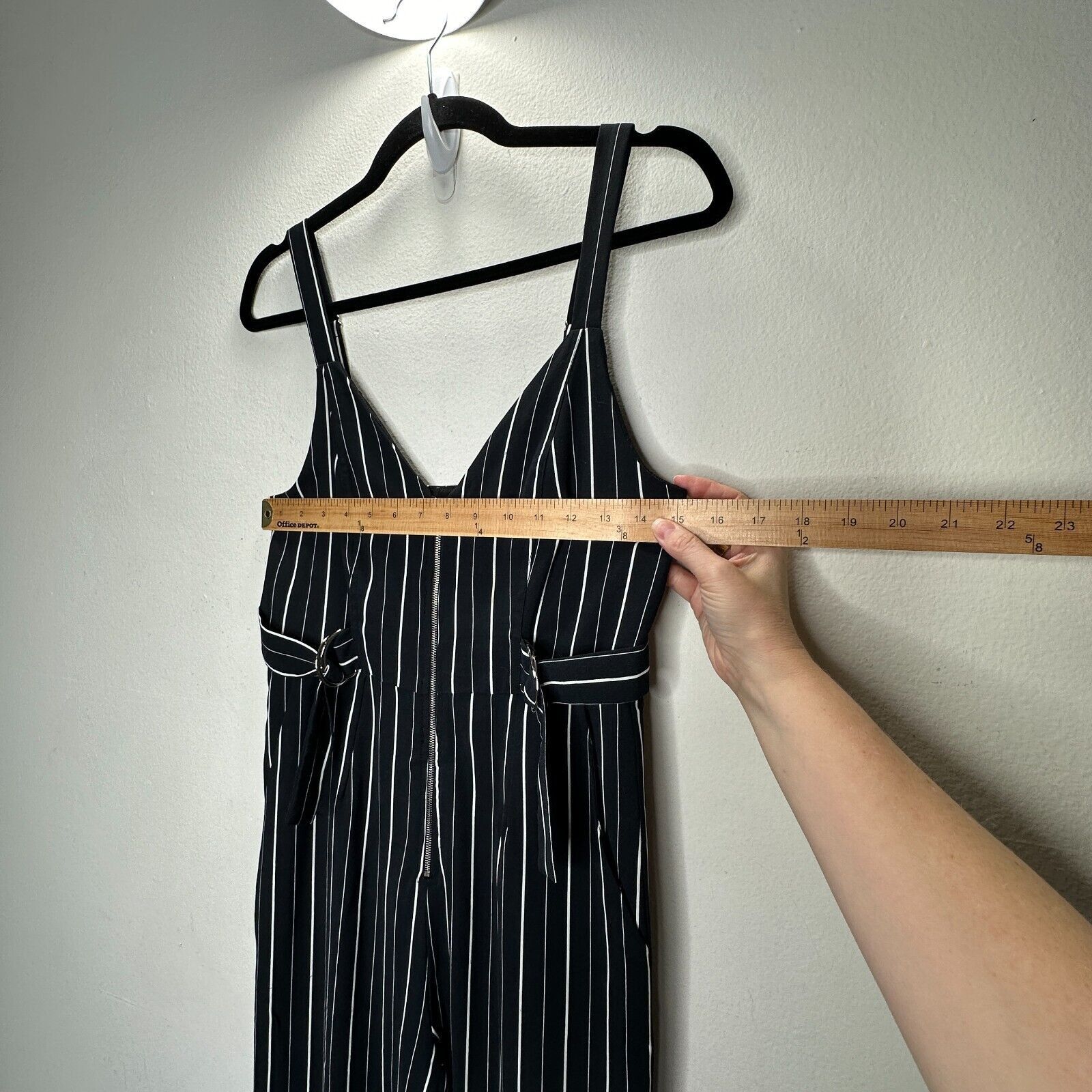 Other Dance & Marvel Pinstripe Cinched Wide Leg Front Zip Jumpsuit Size 27" / US 4 / IT 40 - 11 Thumbnail