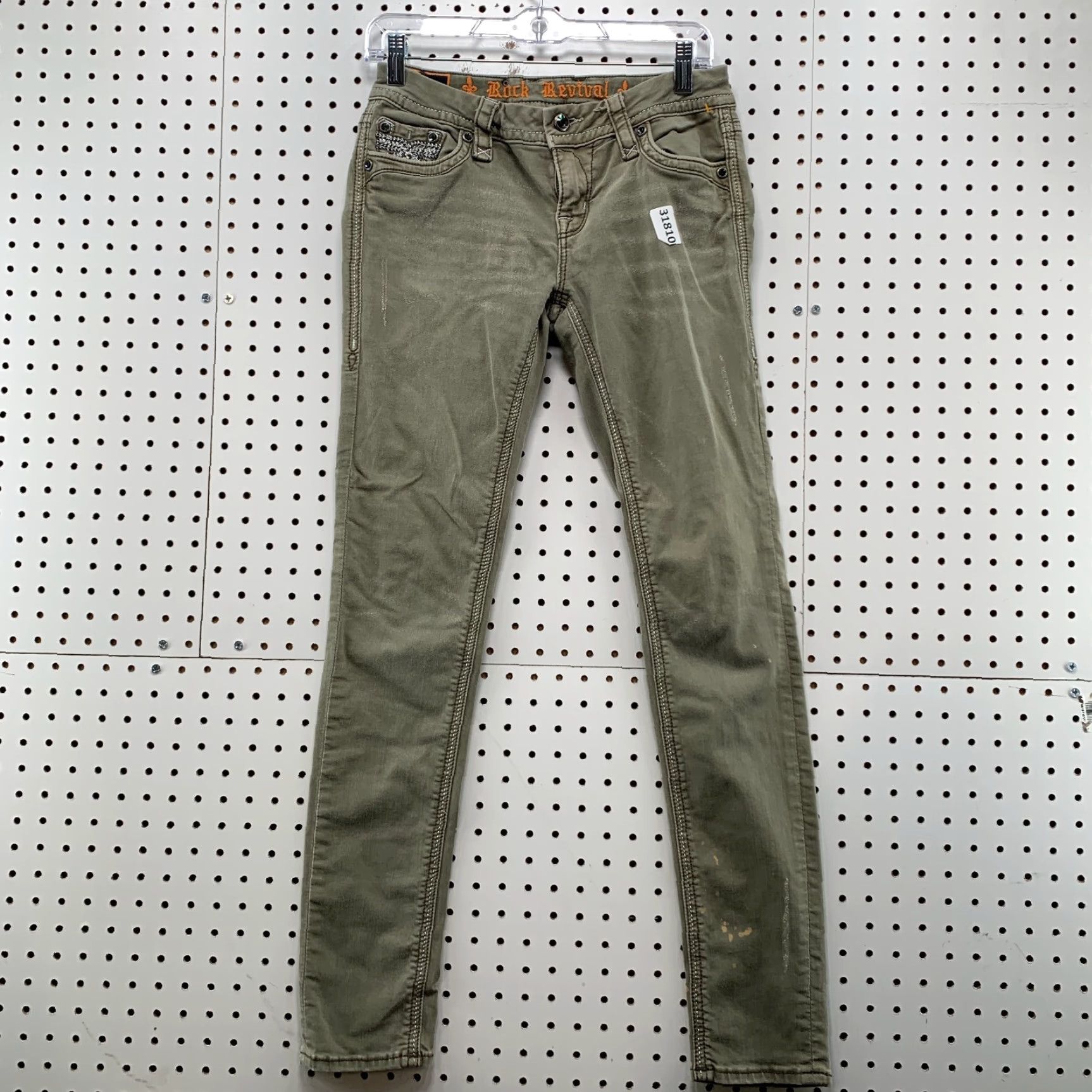 Vintage VINTAGE Rock Revival Skinny Jeans Womens Size 27 28x30 Gray Charcoal Wash Embroidered Slim Fit Stretch Size 27" / US 4 / IT 40 - 2 Thumbnail