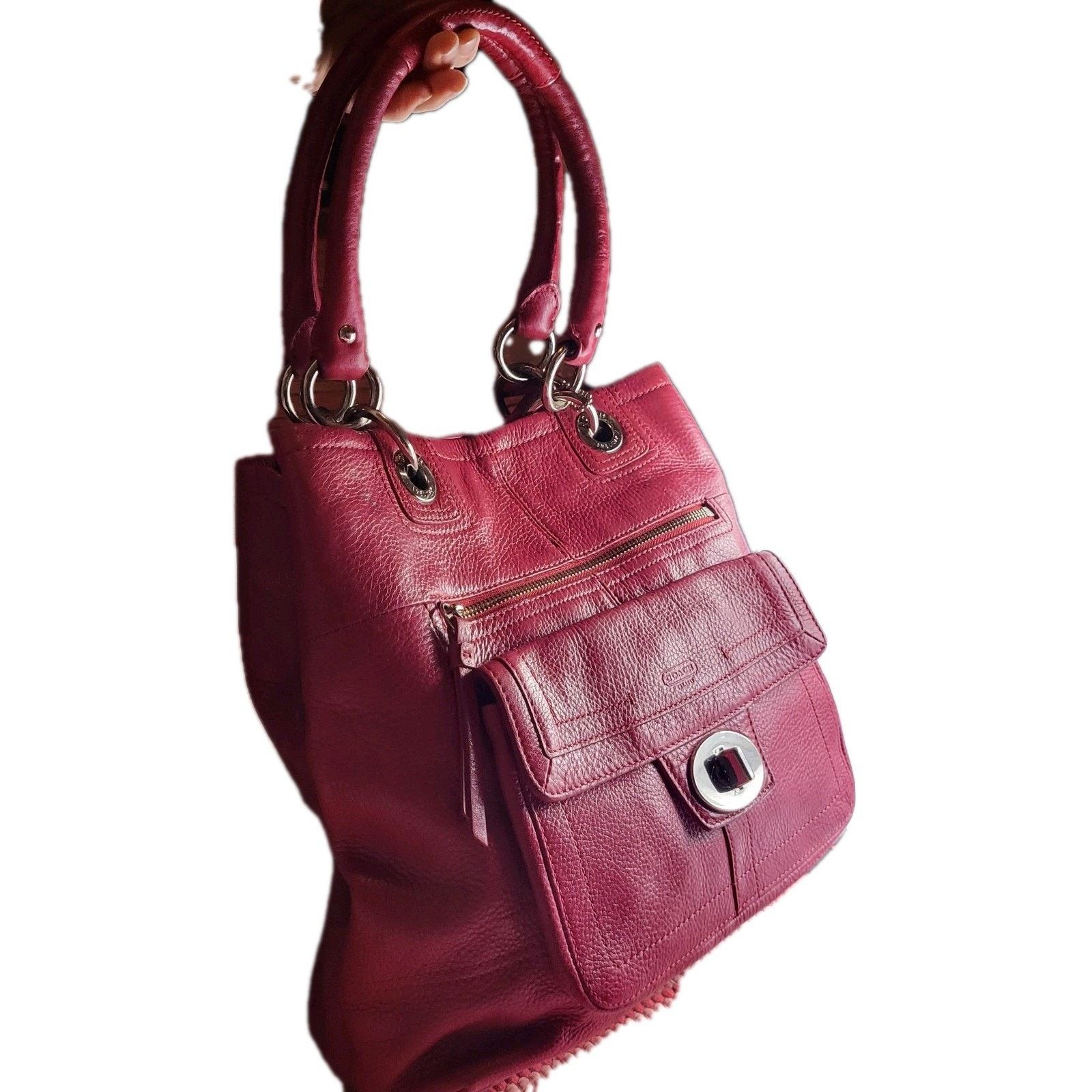 Coach Red COACH Hampton F15694 Pebbled Leather Turnlock Shoulder Size ONE SIZE - 4 Thumbnail