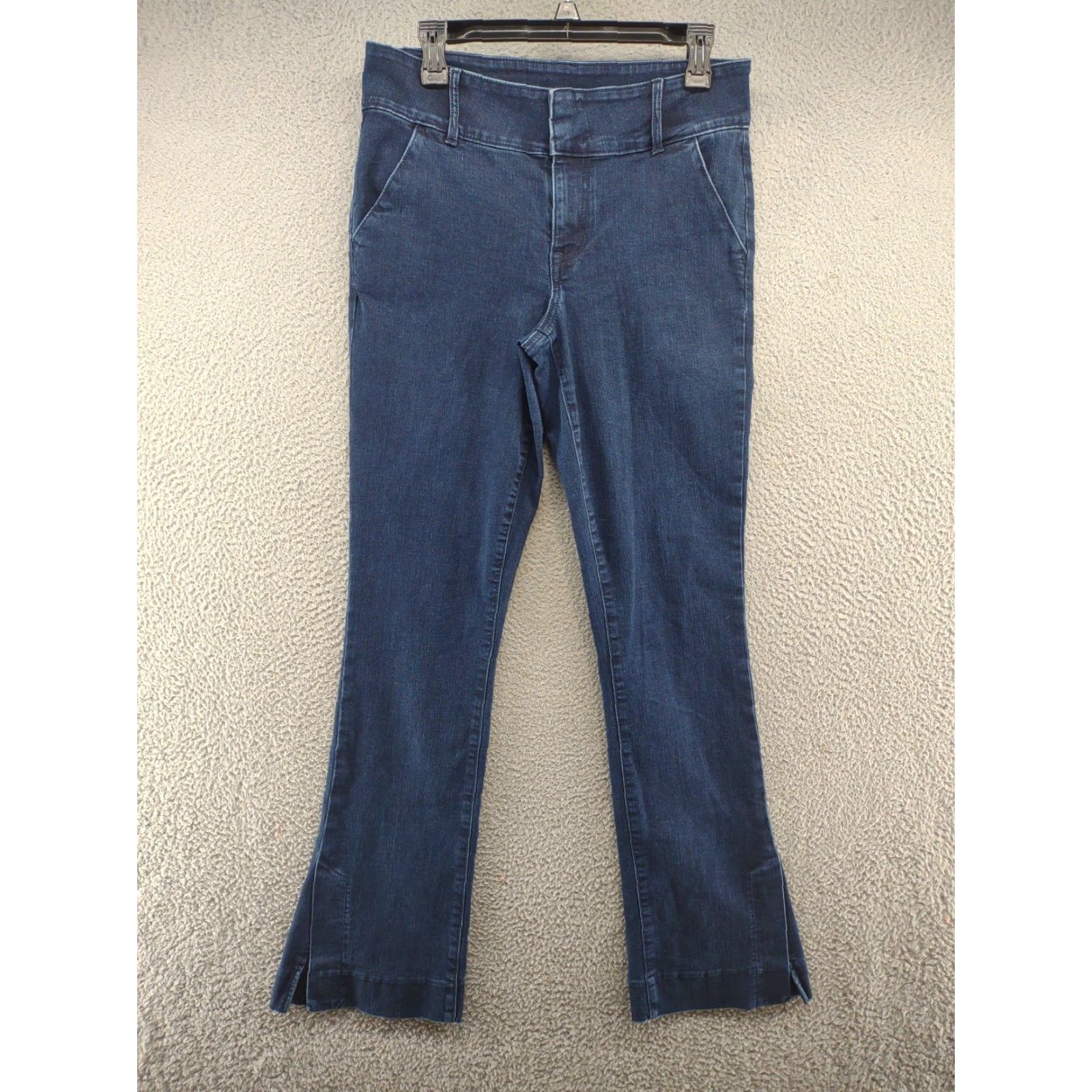 Vintage Maurices Women's Mid Rise Dark Wash Ankle Slit Jeans Size 8 Long Stretch Medium Denim Blue 5-Pocket Style Straight Mens Womens Girls? Size 30" / US 8 / IT 44 - 2 Thumbnail