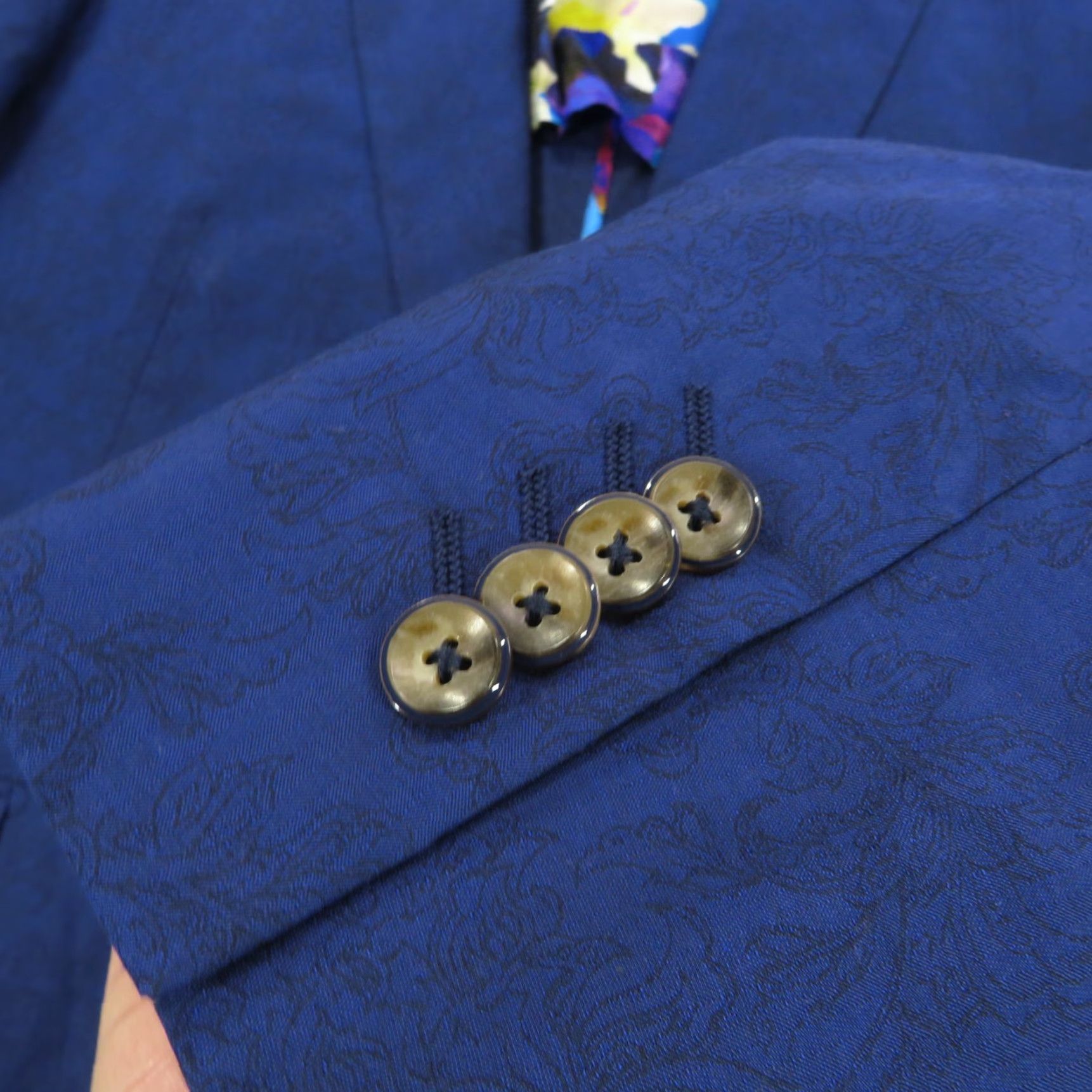 Robert Graham Robert Graham Blazer Jacket 46R Unstructured Floral Baroque Jacquard Sport Coat Jacket Mens Slim Blue 46 Regular Notch Lapel Size 46R - 2 Thumbnail