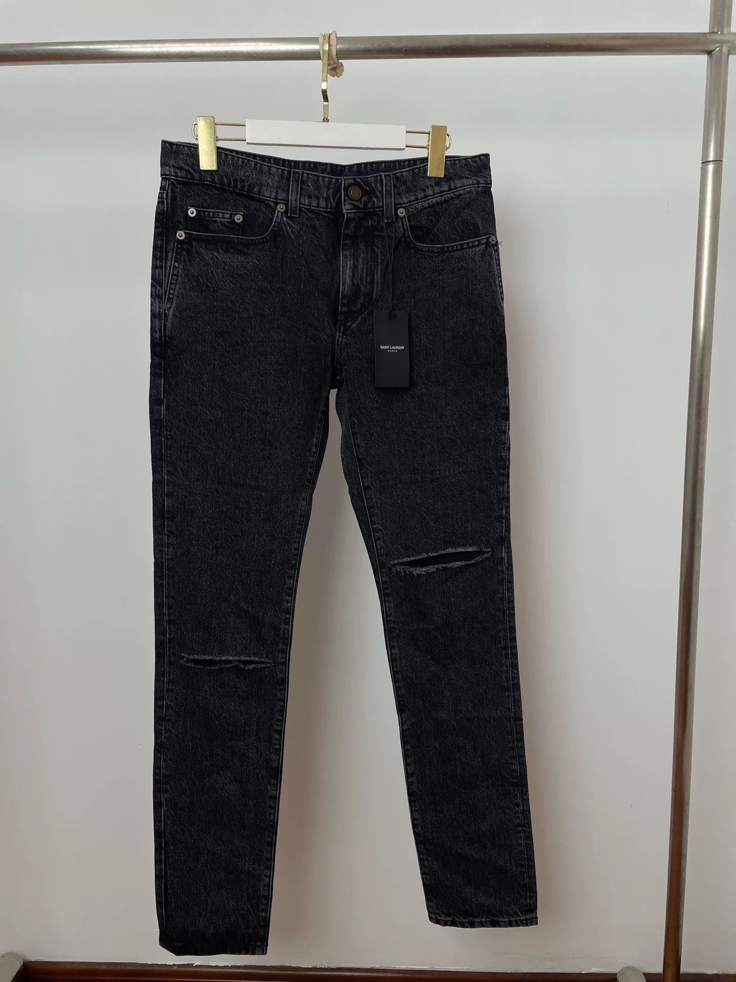 Saint Laurent Paris Saint Laurent SLP D02 Black Distressed Jeans Size US 30 / EU 46 - 1 Thumbnail
