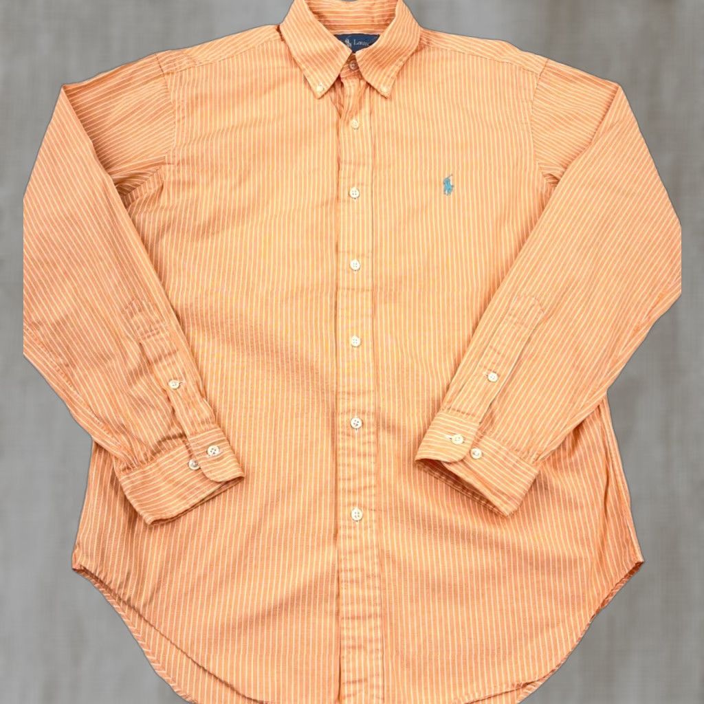Ralph Lauren Ralph Lauren Shirt Men Button-Up Striped Orange Blue Casual Medium 15 32 Classic Fit Size US M / EU 48-50 / 2 - 1 Thumbnail