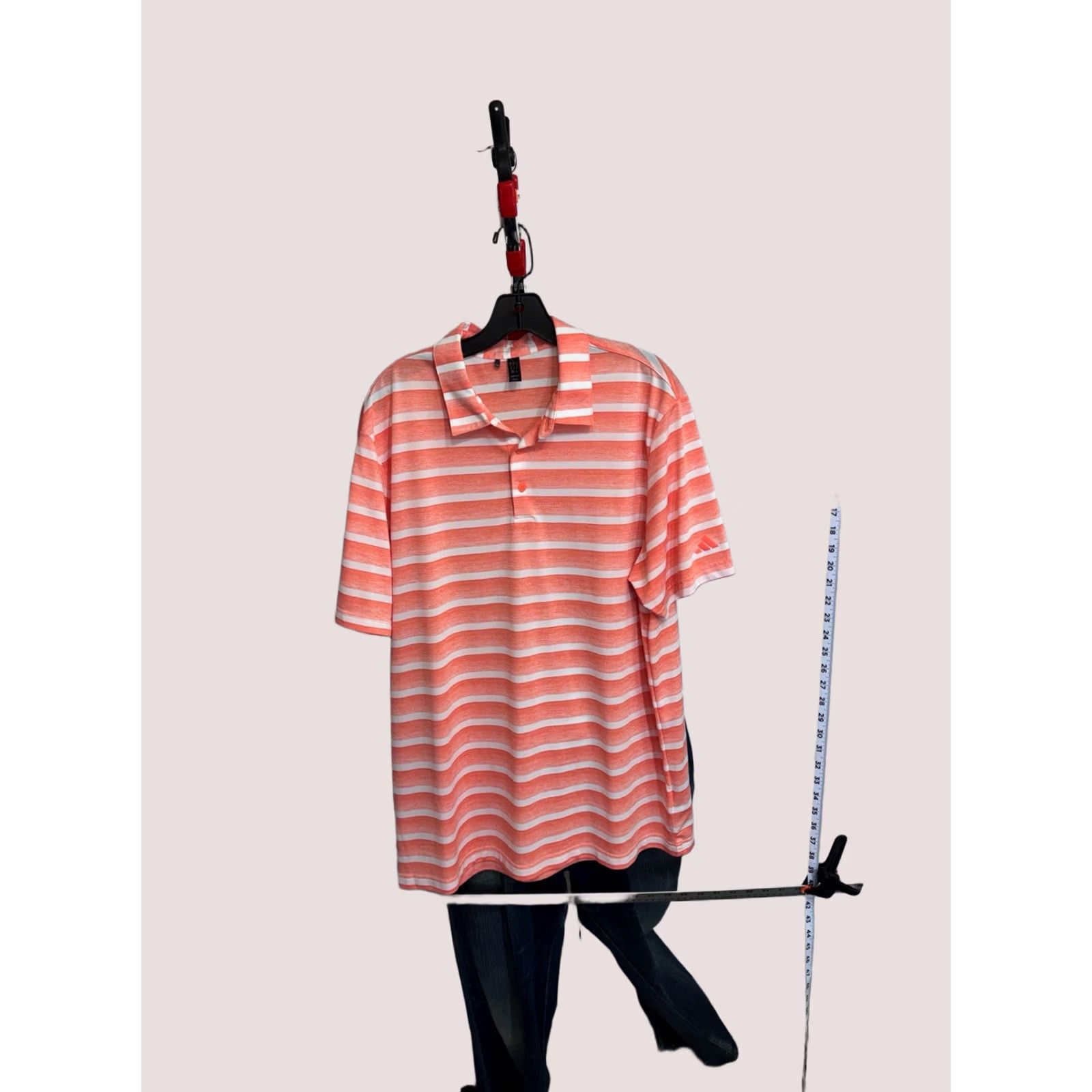 Adidas Adidas POLO SHIRT Peach Stripe Poly XL Mens Size US XL / EU 56 / 4 - 1 Thumbnail