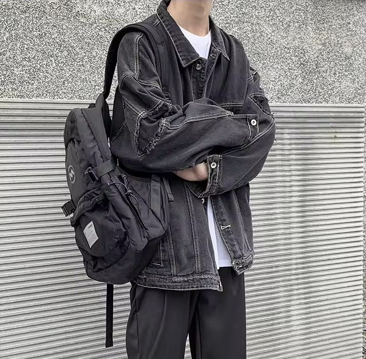 Retro Black Oversized Harajuku Denim Jacket
