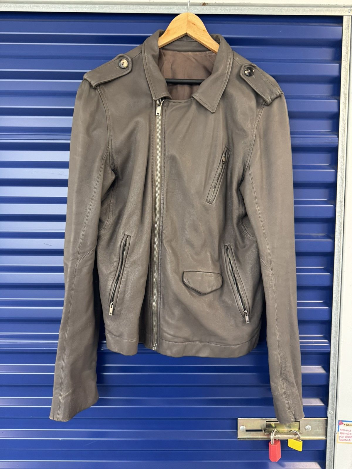 Rick Owens RARE! $5351 STOOGES SIZE AW10 MAINLINE TAUPE LEATHER JACKET Size US L / EU 52-54 / 3 - 1 Thumbnail
