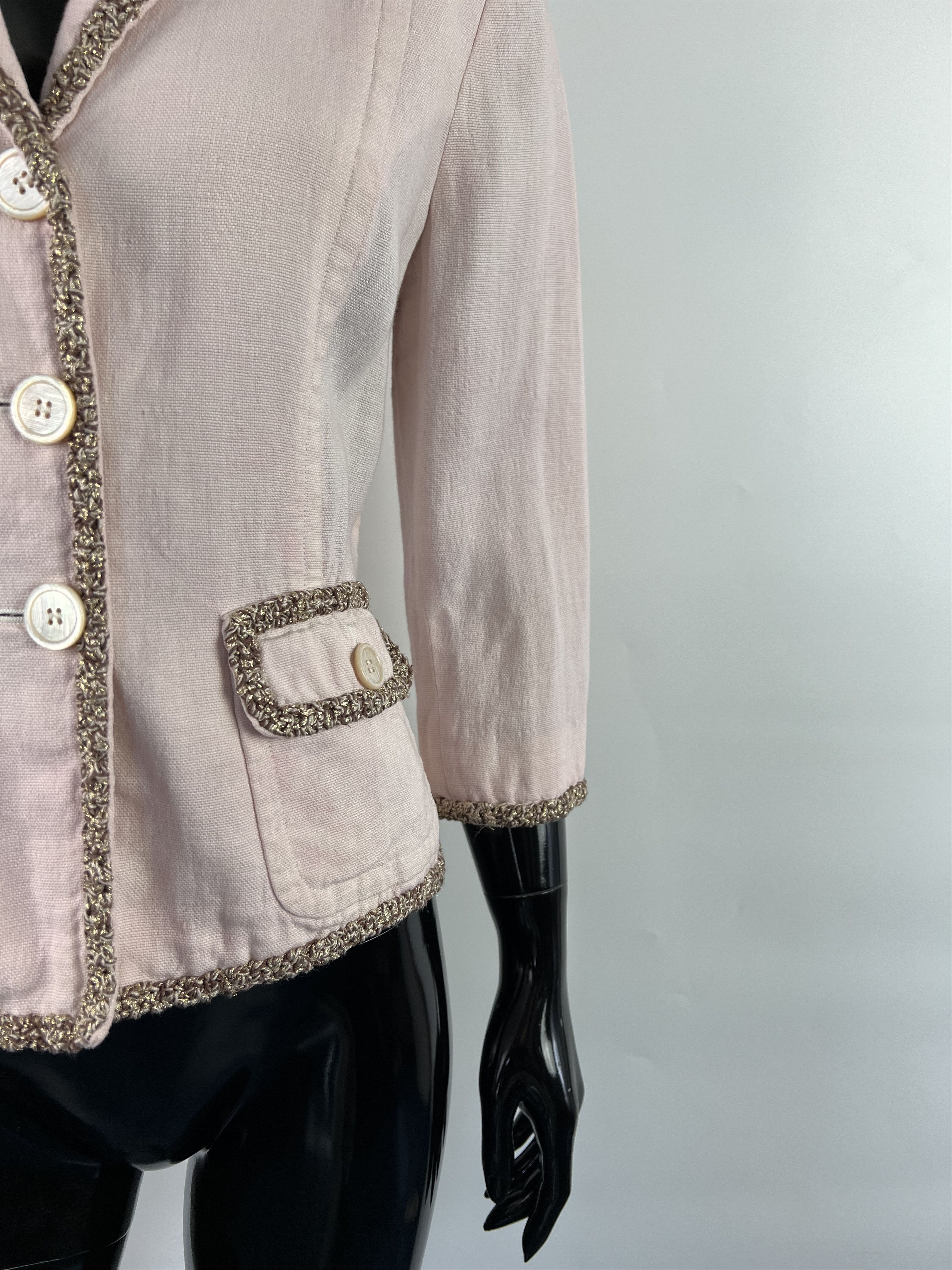 Max Mara Max Mara 3/4 Sleeve Linen Cropped Blazer Jacket Size S / US 4 / IT 40 - 5 Thumbnail