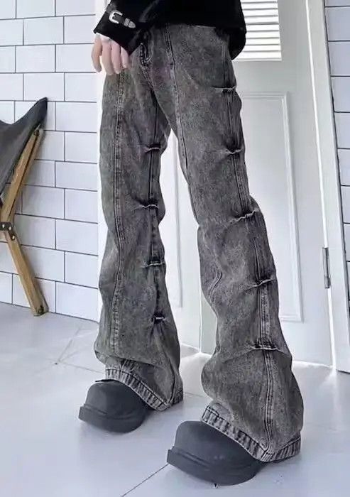FunSet of Art Distressed Style Washed Pleated Bootcut Jean Size US 32 / EU 48 - 1 Thumbnail
