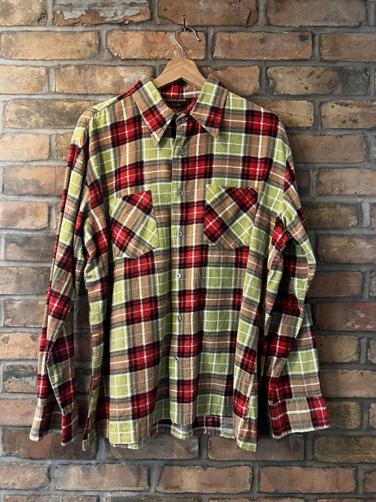 Vintage 70s Multi Plaid Flannel Size US L / EU 52-54 / 3 - 1 Thumbnail