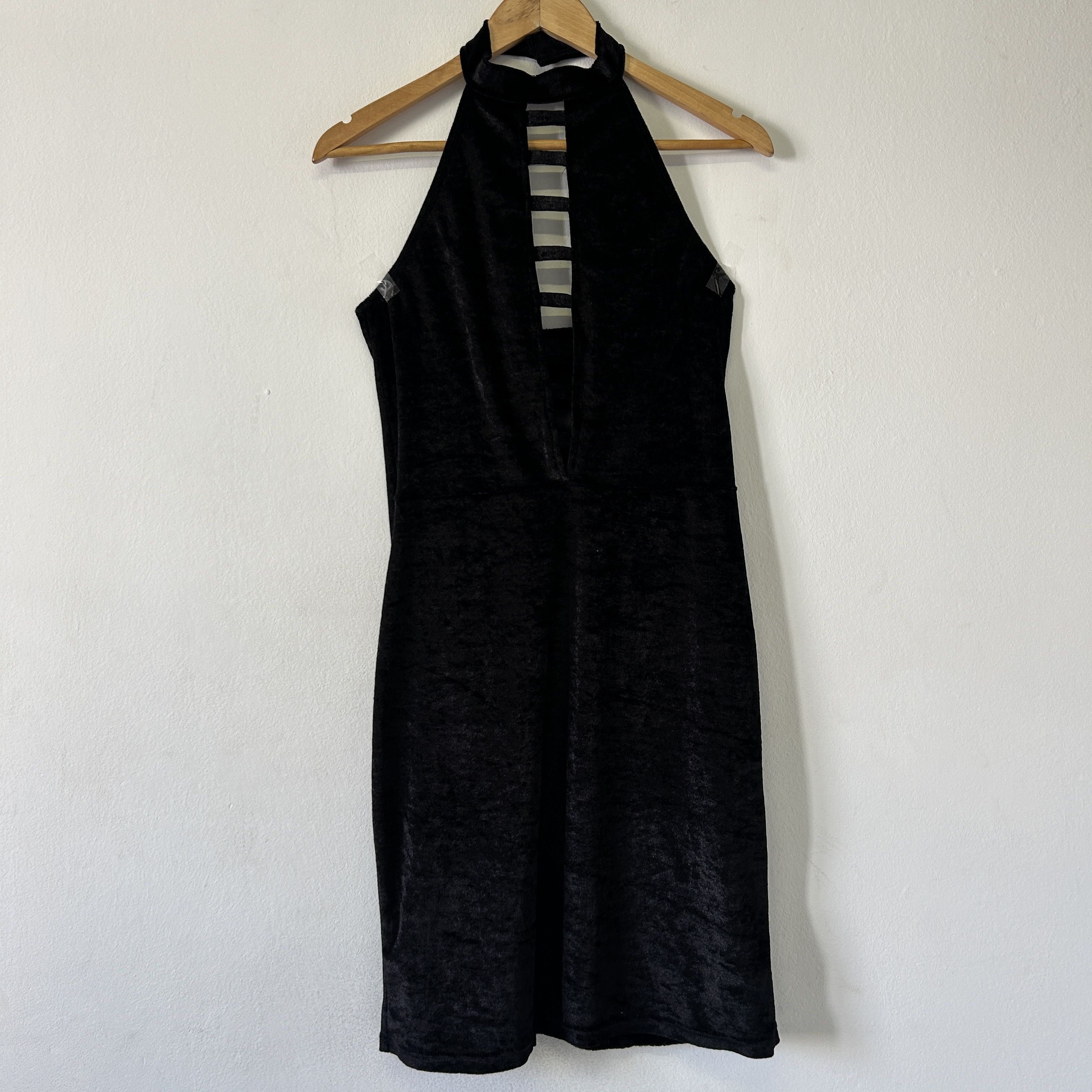 Vintage Vintage 90s Black Velvet Halter Backless Dress Size M / US 6-8 / IT 42-44 - 8 Thumbnail