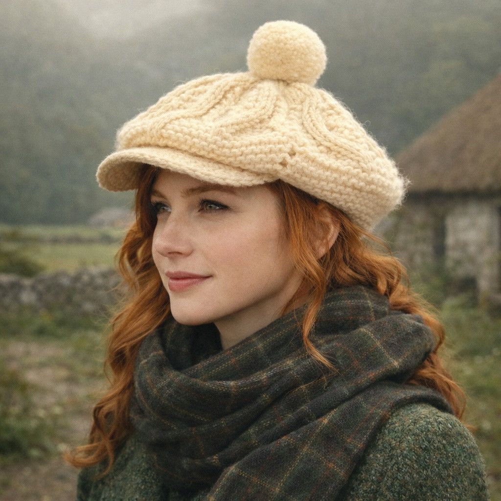 Other John Molloy Donegal Wool Knit Newsboy Hat Cream Ireland Size ONE SIZE - 1 Thumbnail