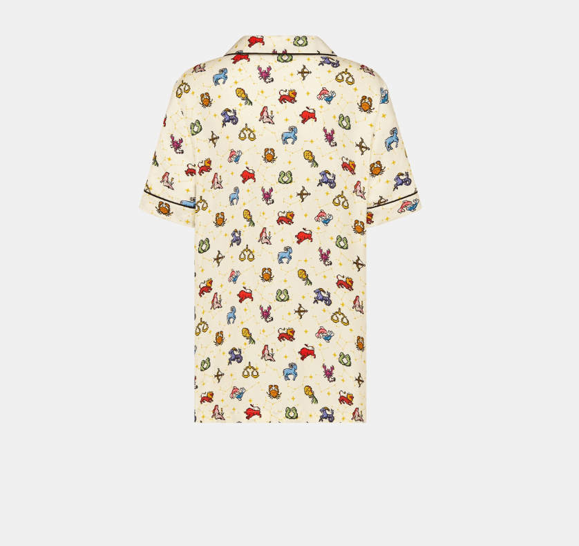 o1w1db10224 Dior Chez Moi Short-Sleeved Shirt in Ecru