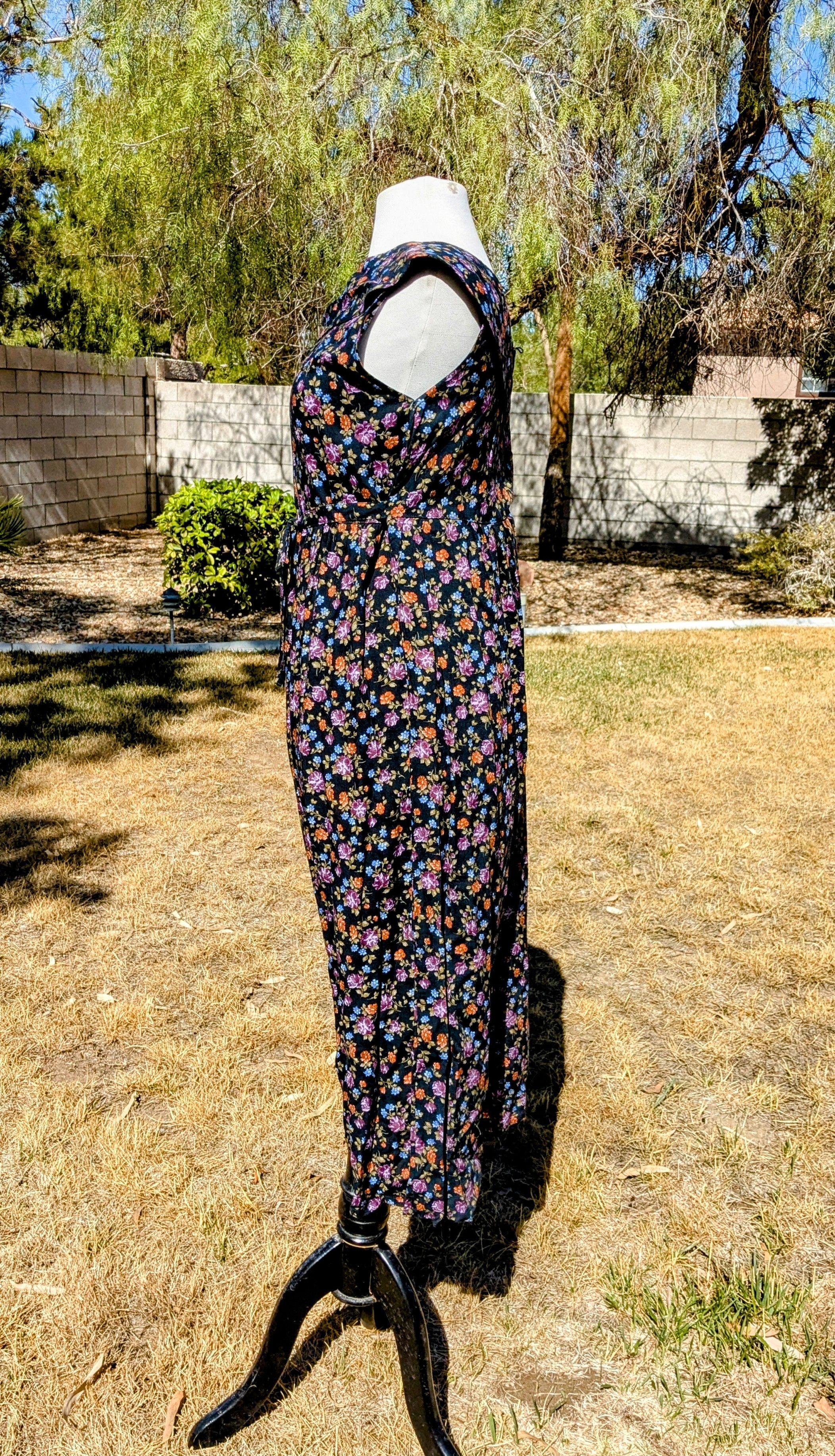 Designer Sostanza Floral Midi Blouson Wide Ruffle Collar Tank Dress Size S / US 4 / IT 40 - 3 Thumbnail
