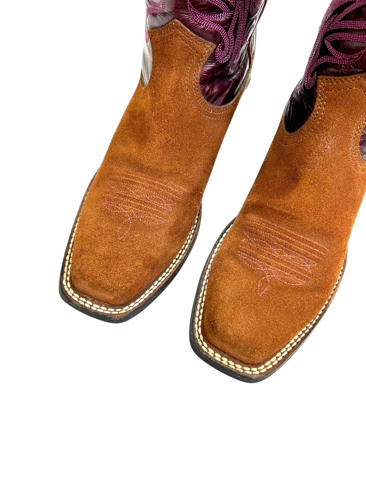 Ariat Vintage Ariat Western Suede Leather Brown Pink boots Size US 7 / EU 40 - 4 Thumbnail