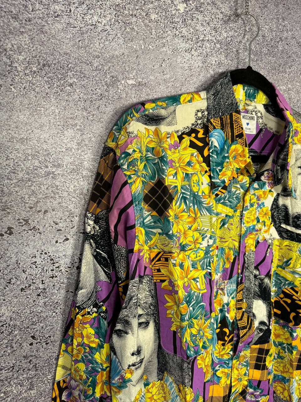 Designer × Moschino × Vintage Moschino Jeans Faces Shirt Men's Long Sleeve Shirt Vintage Size US L / EU 52-54 / 3 - 6 Thumbnail
