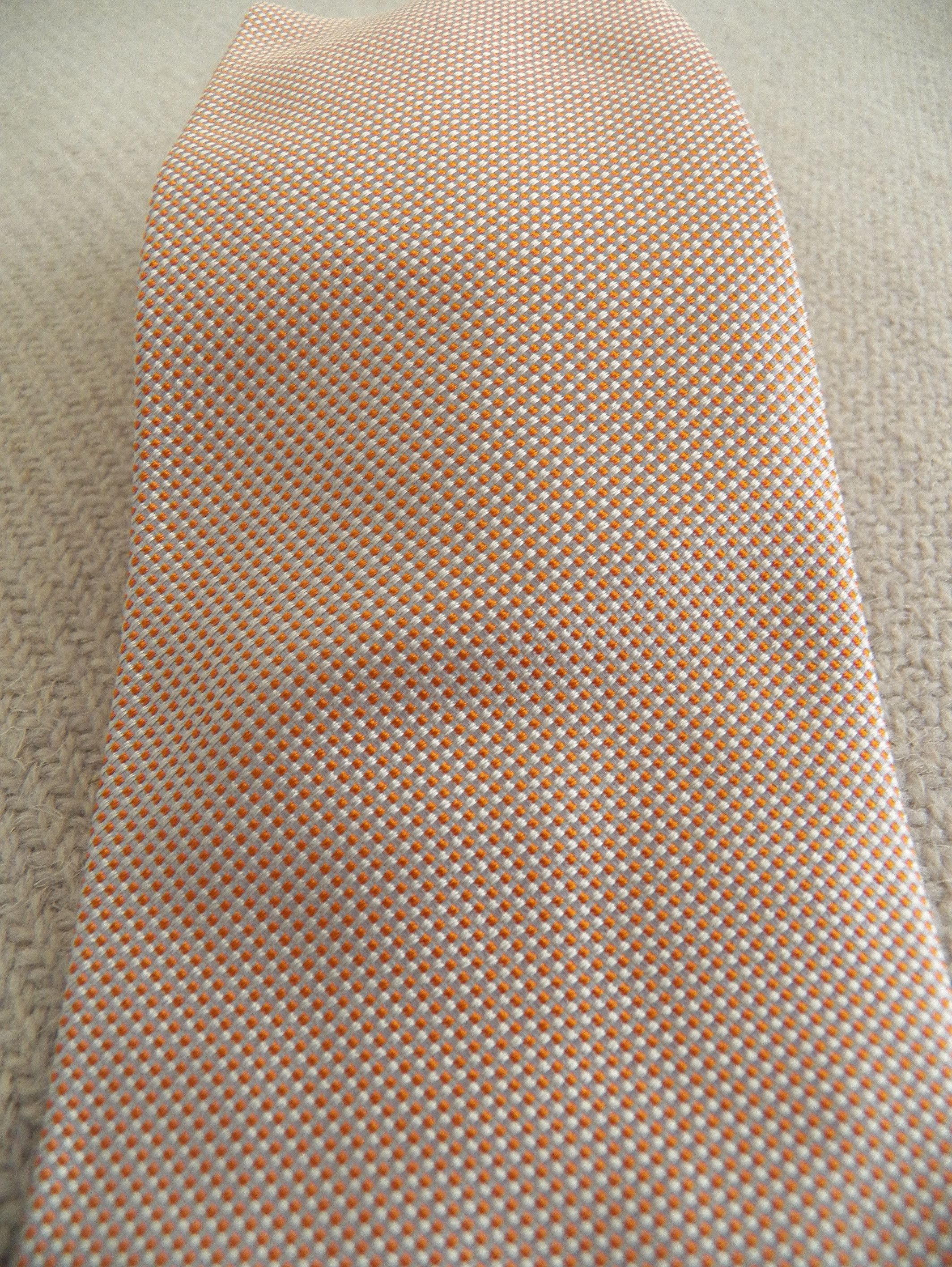 Luigi Borrelli Luigi Borrelli Napoli Necktie orange silver micro check dot Size ONE SIZE - 7 Thumbnail