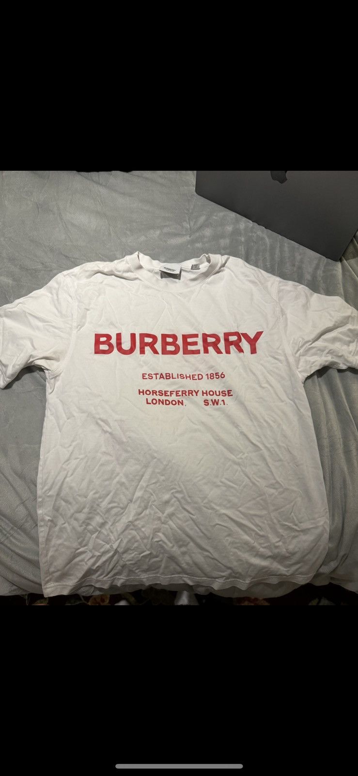 image of Burberry Cotton Tee White And Red, Men's (Size XS)