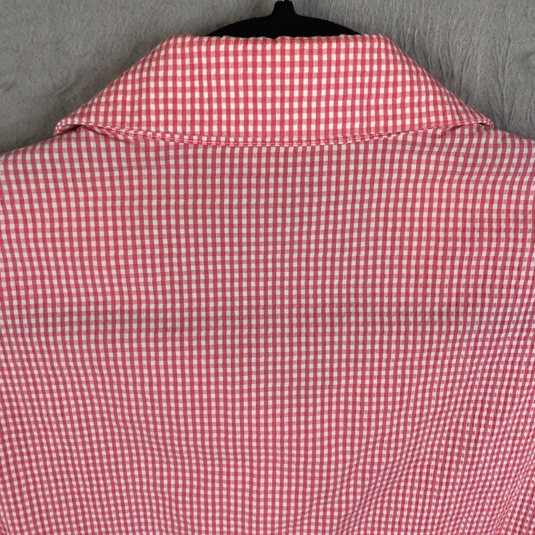 Vintage Nina McLemore Top Womens 12 Pink White Check Seersucker Stretch Preppy Classic Shirt Size XL / US 12-14 / IT 48-50 - 7 Thumbnail
