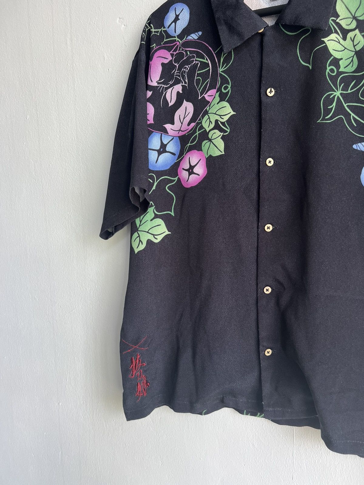 Karakuri Tamashii 🇯🇵 Traditional Geisha Yakuza Sakura Motif Camp Collar Shirt Size US XL / EU 56 / 4 - 6 Thumbnail