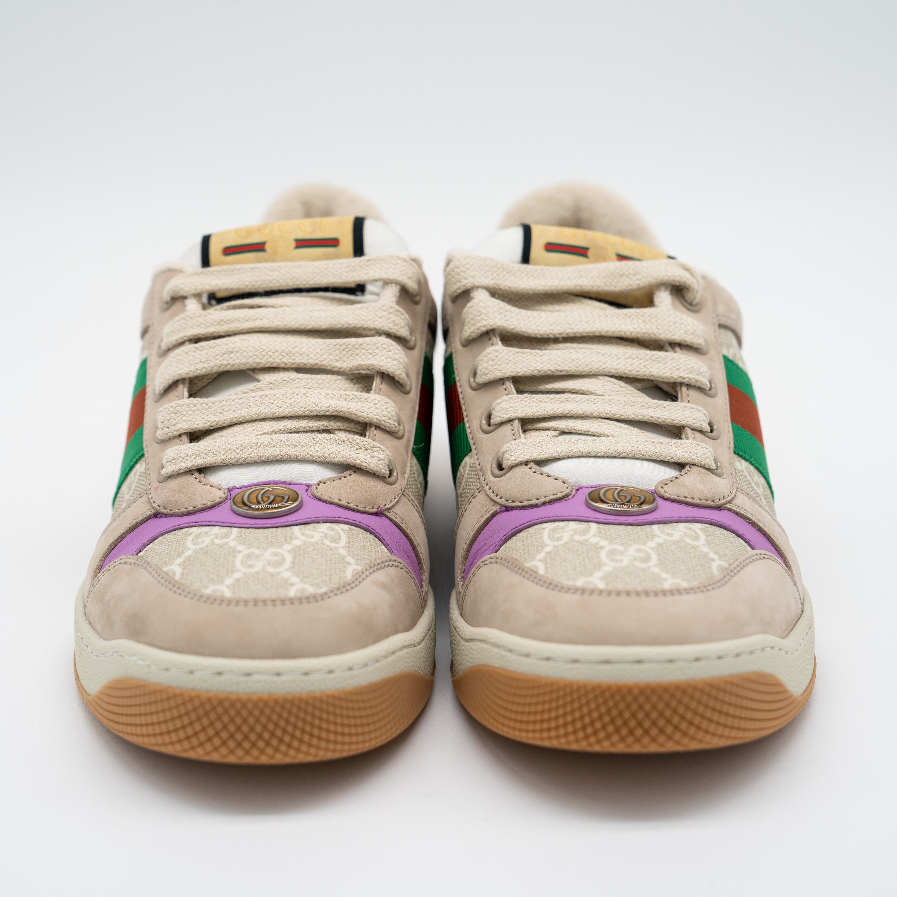 Gucci 10.5us Gucci Screener GG Beige Purple Sneakers Web Canvas Size US 10.5 / IT 40.5 - 2 Thumbnail