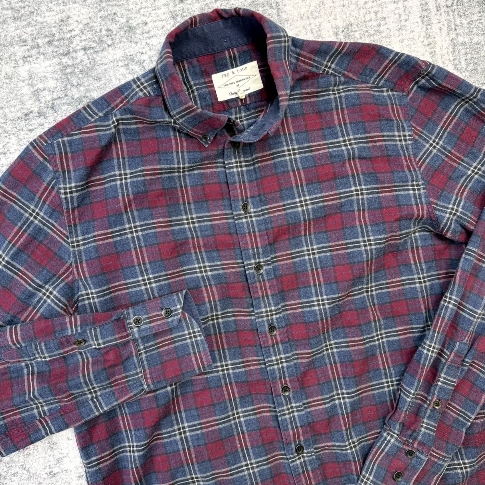 Rag & Bone rag & bone Shirt Mens Medium Plaid Flannel Button-Down Tailored Workwear Size US M / EU 48-50 / 2 - 2 Thumbnail