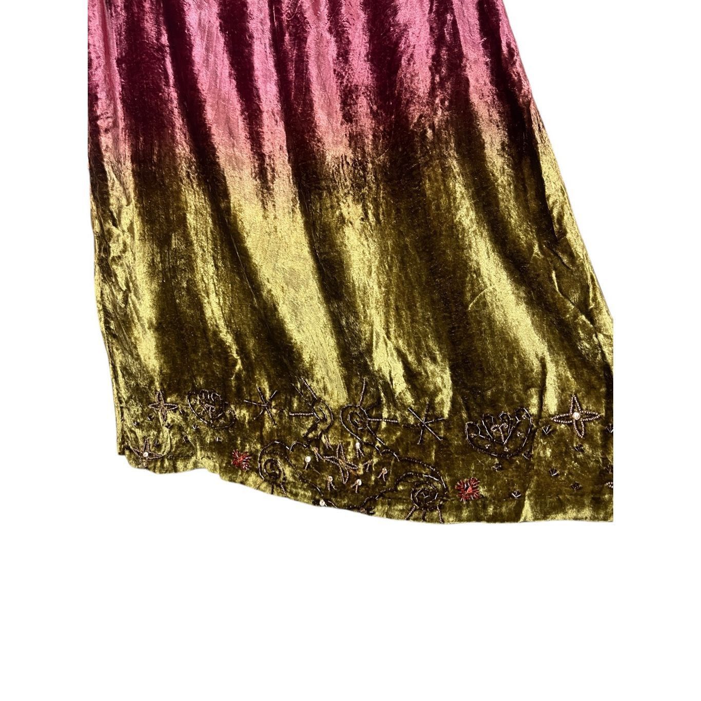 Other Vintage Bridgewater Studio Purple Green Velvet Maxi Dress be Size 36" / US 14 / IT 50 - 3 Thumbnail