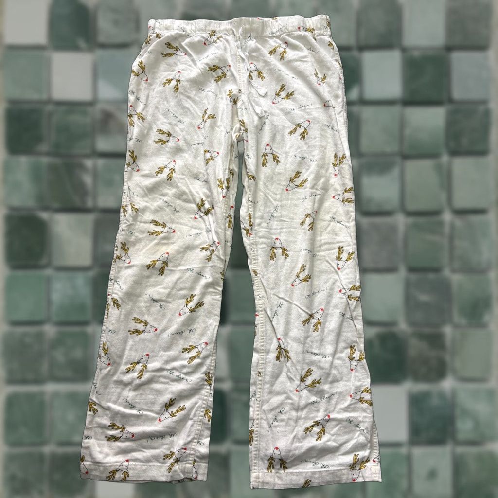 J.Crew J. Crew Pajama Bottoms Womens Small White PJ Pants Christmas "Oh Deer" Rein Deer Size 28" / US 6 / IT 42 - 1 Thumbnail